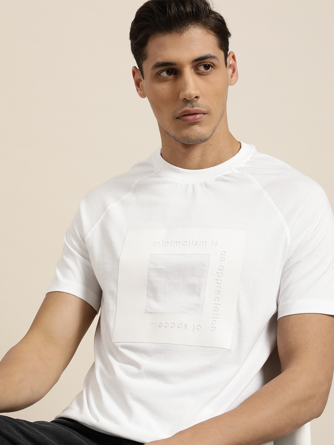 ether Men White Pure Cotton Printed T-shirt