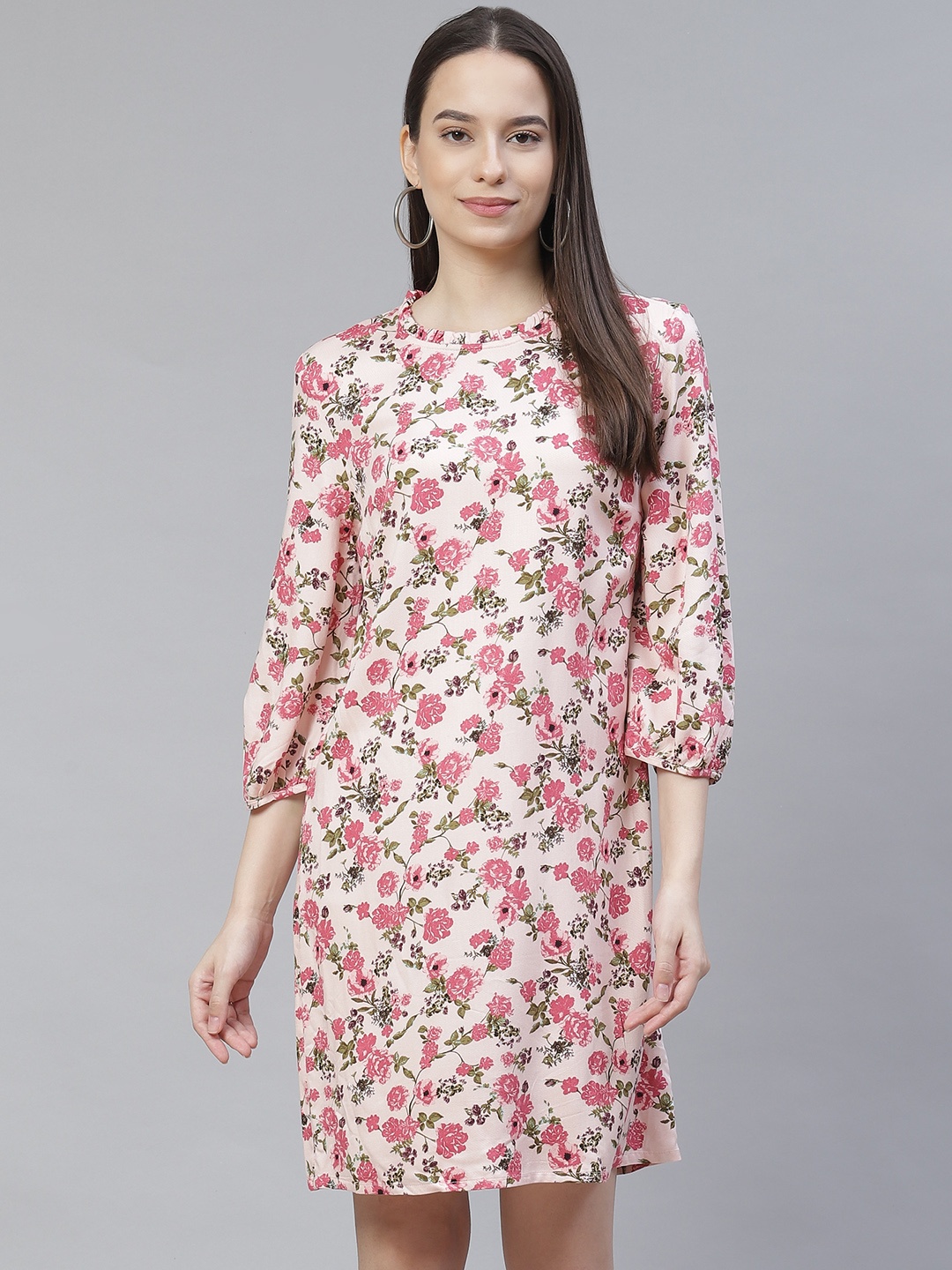 Marks & Spencer Pink & Green Floral Sheath Dress