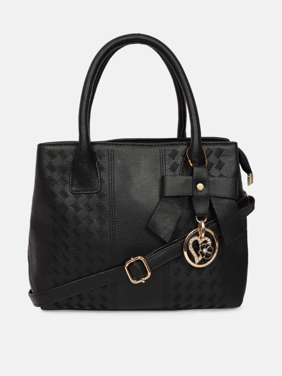 Bagsy Malone Black PU Structured Handheld Bag with Cut Work
Bagsy Malone Black PU Structured Handheld Bag with Cut Work