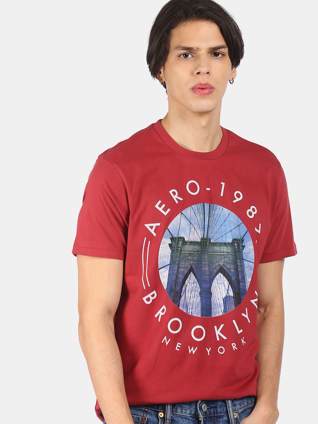 Aeropostale Men Red Printed T-shirt