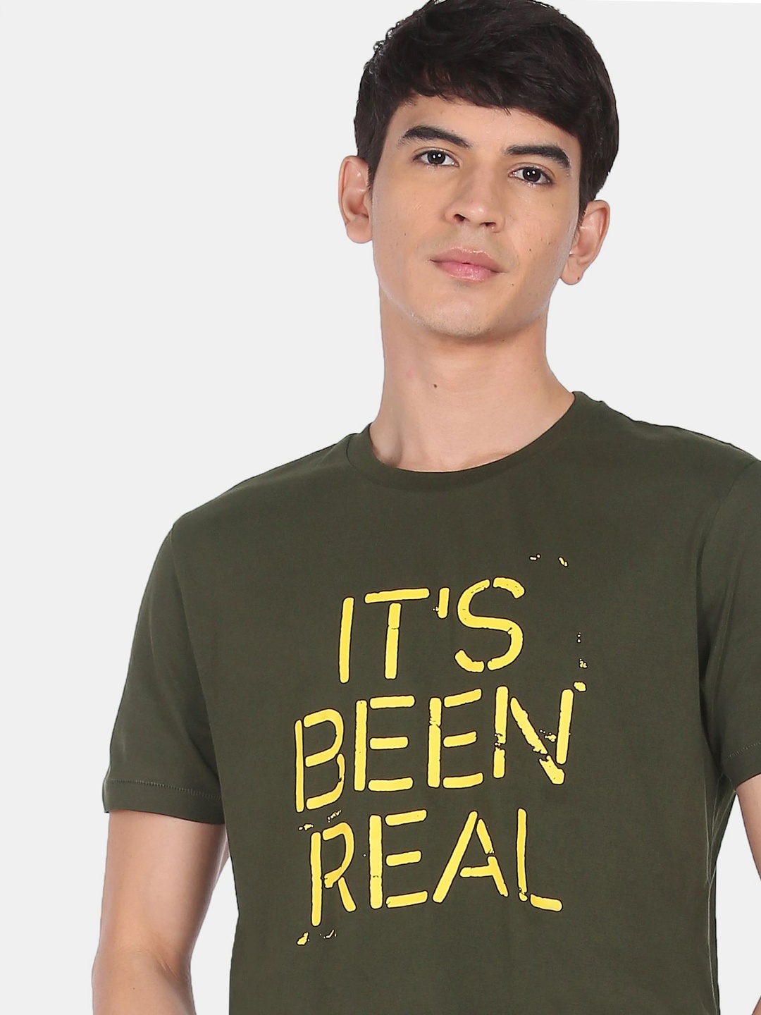 Aeropostale Men Green Typography Printed T-shirt