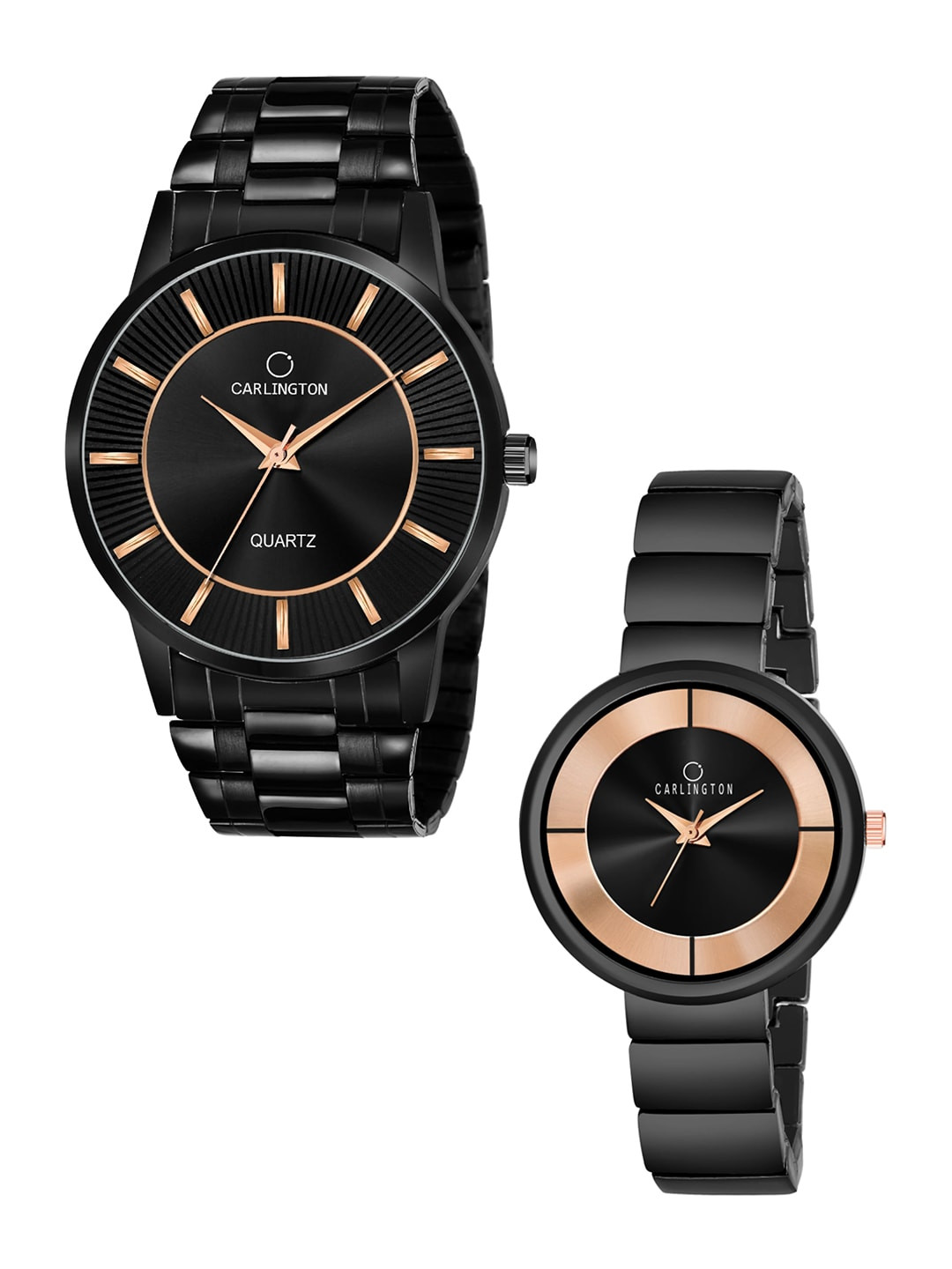 CARLINGTON Set of 2 Brass Dial & Stainless Steel Bracelet Style Straps Analogue Watches, Black
CARLINGTON Set of 2 Brass Dial & Stainless Steel Bracelet Style Straps Analogue Watches, Black