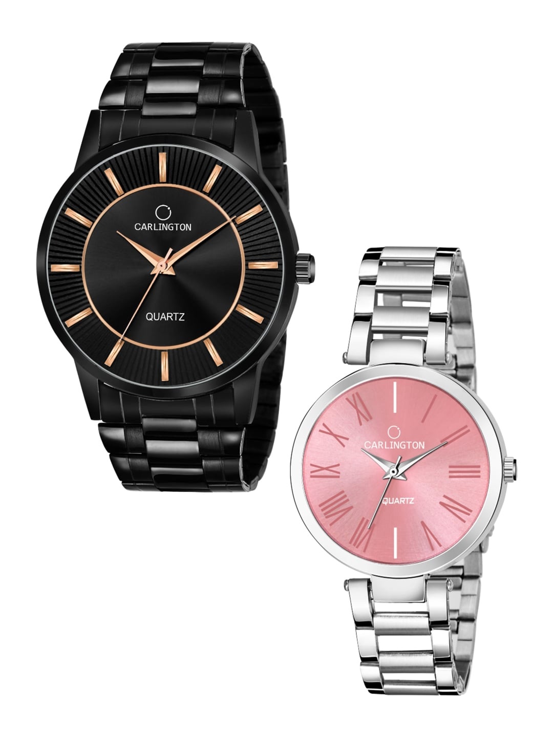CARLINGTON His and Her Watches Brass Dial & Stainless Steel Bracelet Straps Analogue Watch, Black
CARLINGTON His and Her Watches Brass Dial & Stainless Steel Bracelet Straps Analogue Watch, Black