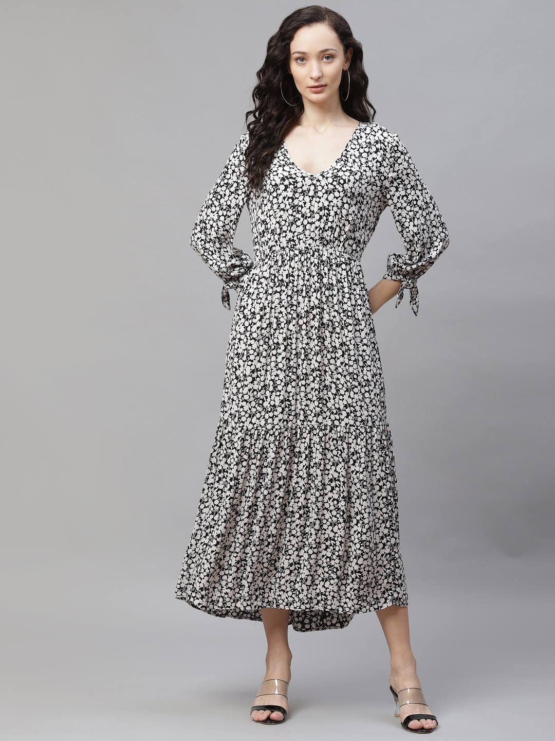 Marks & Spencer Black & White Floral Maxi Midi Dress