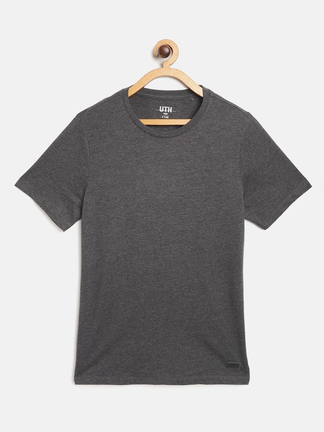 UTH by Roadster Boys Black Solid Charcoal T-shirt