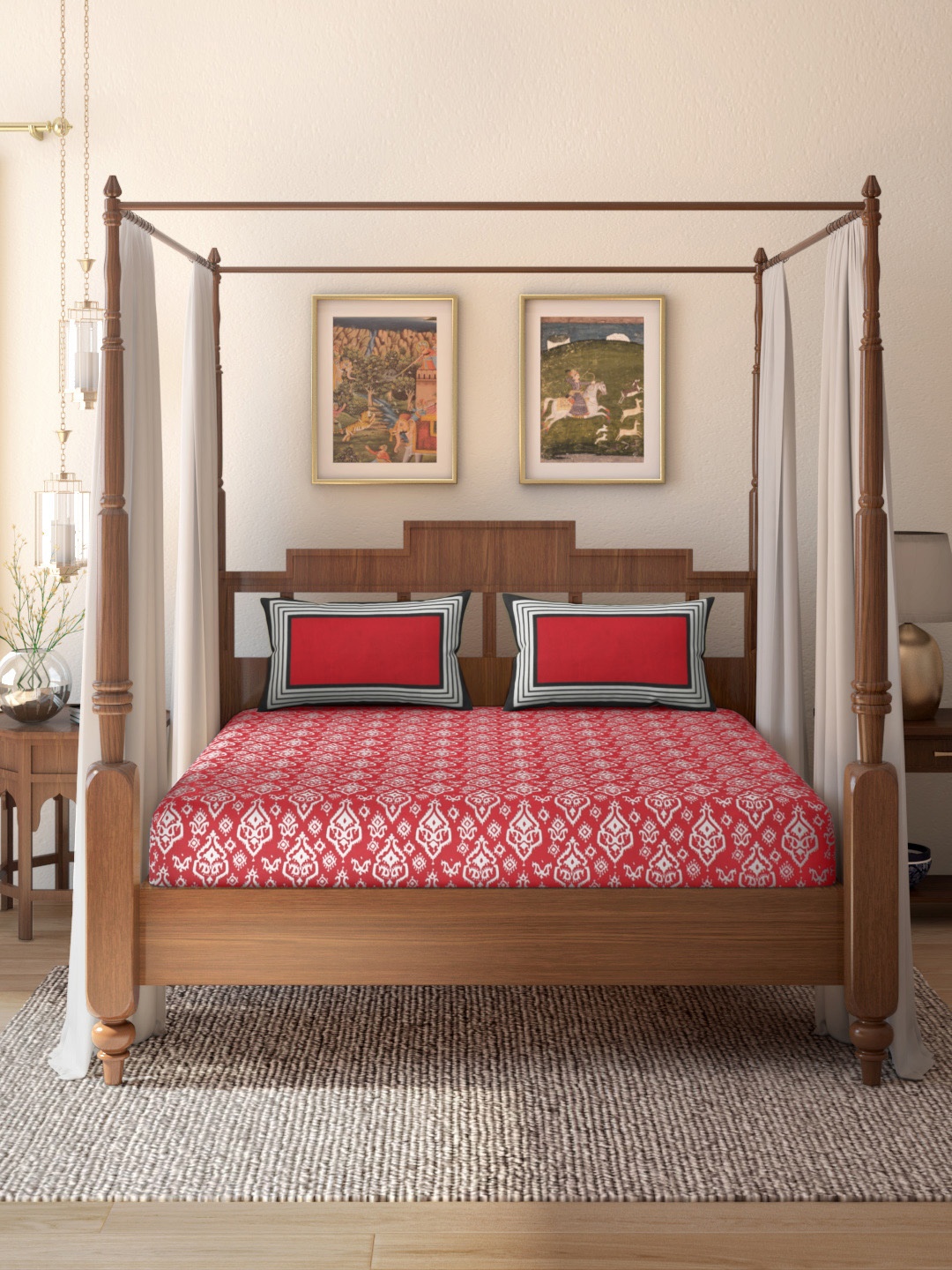 House of Pataudi Red Ikat 160 GSM Cotton King Size Rozana Bedsheet with 2 Pillow Covers
House of Pataudi Red Ikat 160 GSM Cotton King Size Rozana Bedsheet with 2 Pillow Covers