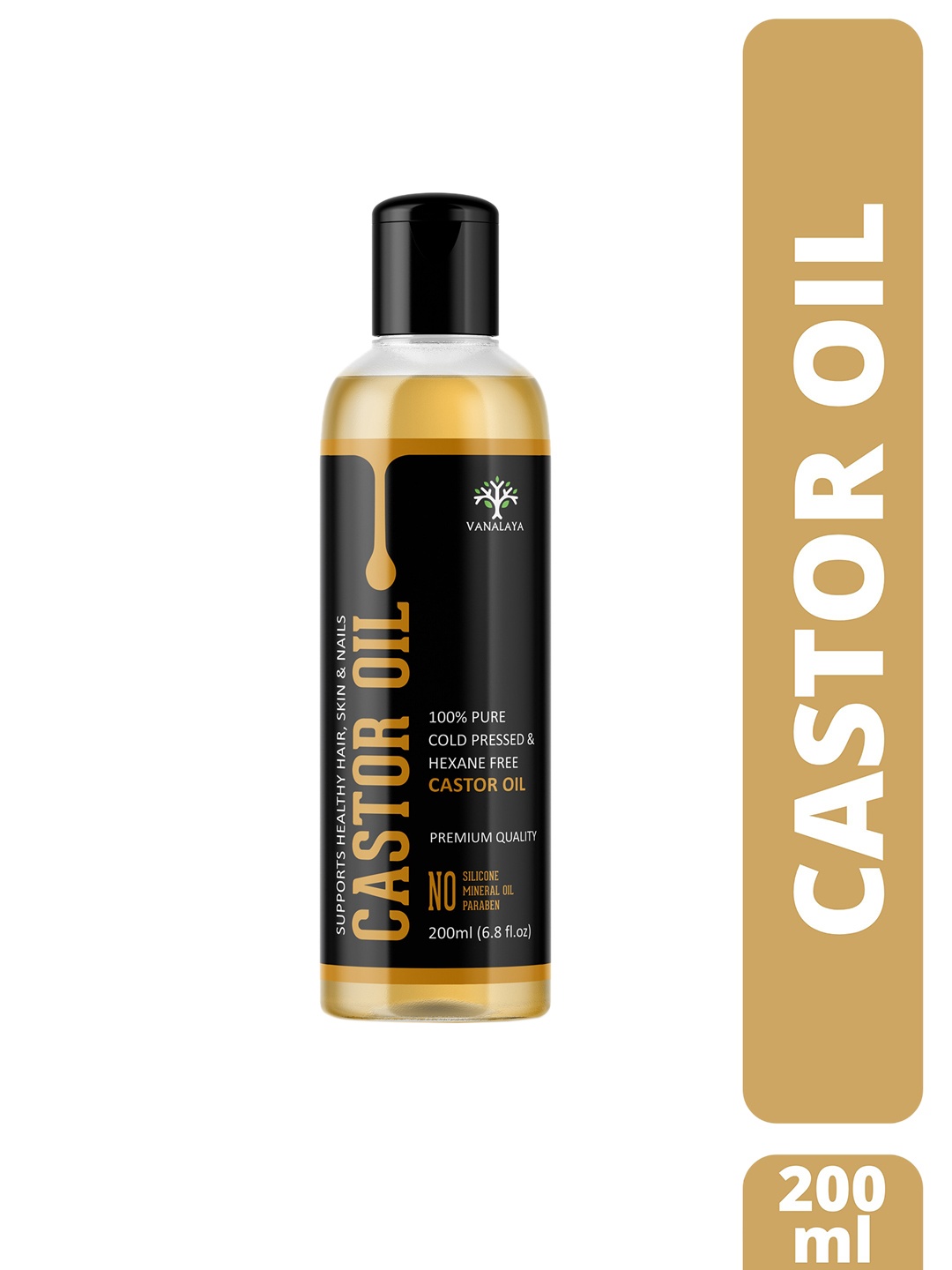VANALAYA Cold Pressed Castor Oil For Hair Growth & Skin Health - 200 ml, Yellow
VANALAYA Cold Pressed Castor Oil For Hair Growth & Skin Health - 200 ml, Yellow