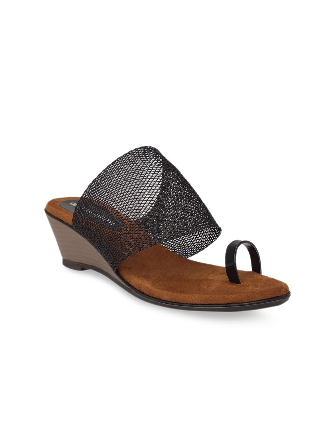 pelle albero Black Wedge Sandals Heels