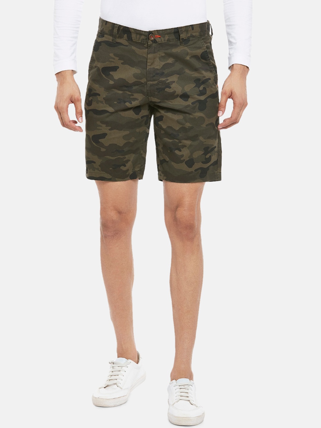 Urban Ranger by pantaloons Men Olive Green Camouflage Printed Slim Fit Regular Shorts
Urban Ranger by pantaloons Men Olive Green Camouflage Printed Slim Fit Regular Shorts