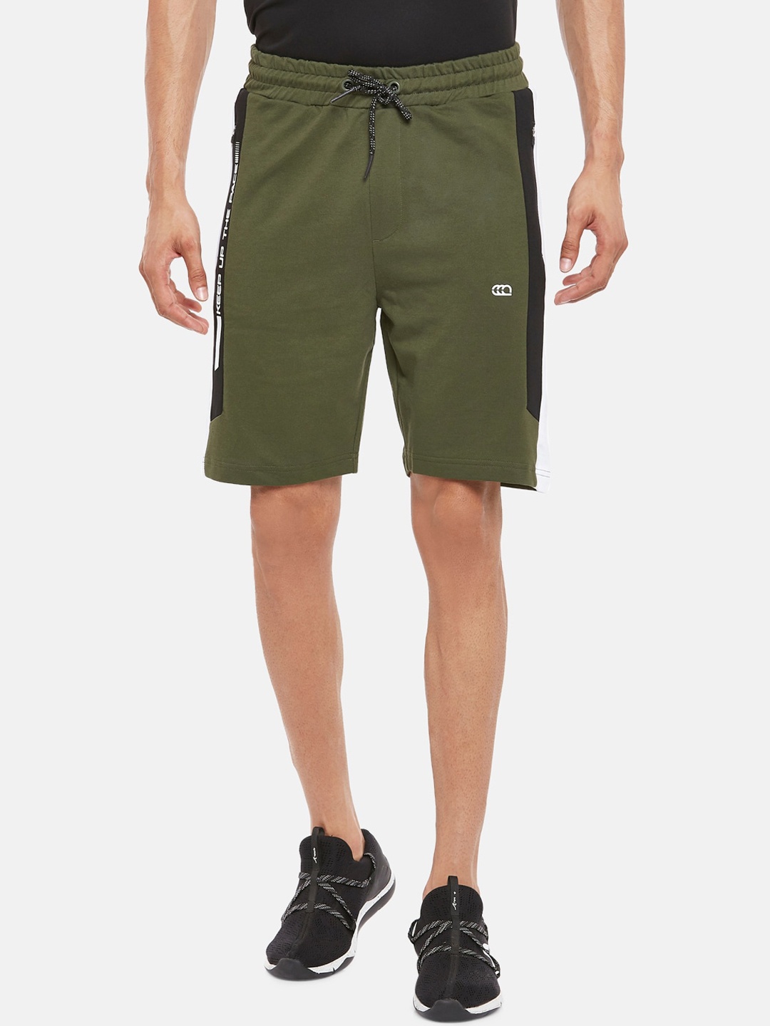 Ajile by Pantaloons Men Olive Green Slim Fit Pure Cotton Sports Shorts