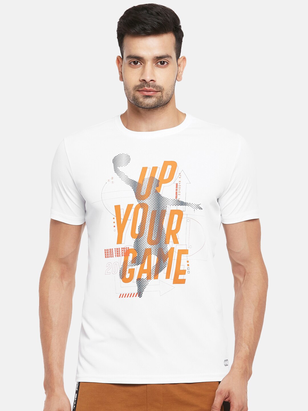 Ajile by Pantaloons Men White Typography Printed Slim Fit T-shirt