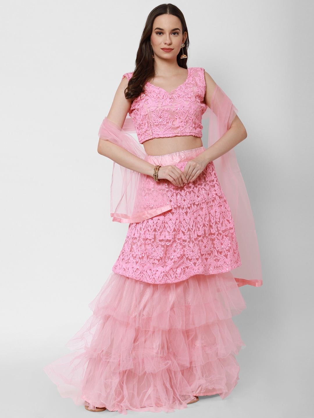 RedRound Pink Embroidered Sequinned Semi-Stitched Lehenga & Unstitched Blouse With Dupatta
RedRound Pink Embroidered Sequinned Semi-Stitched Lehenga & Unstitched Blouse With Dupatta