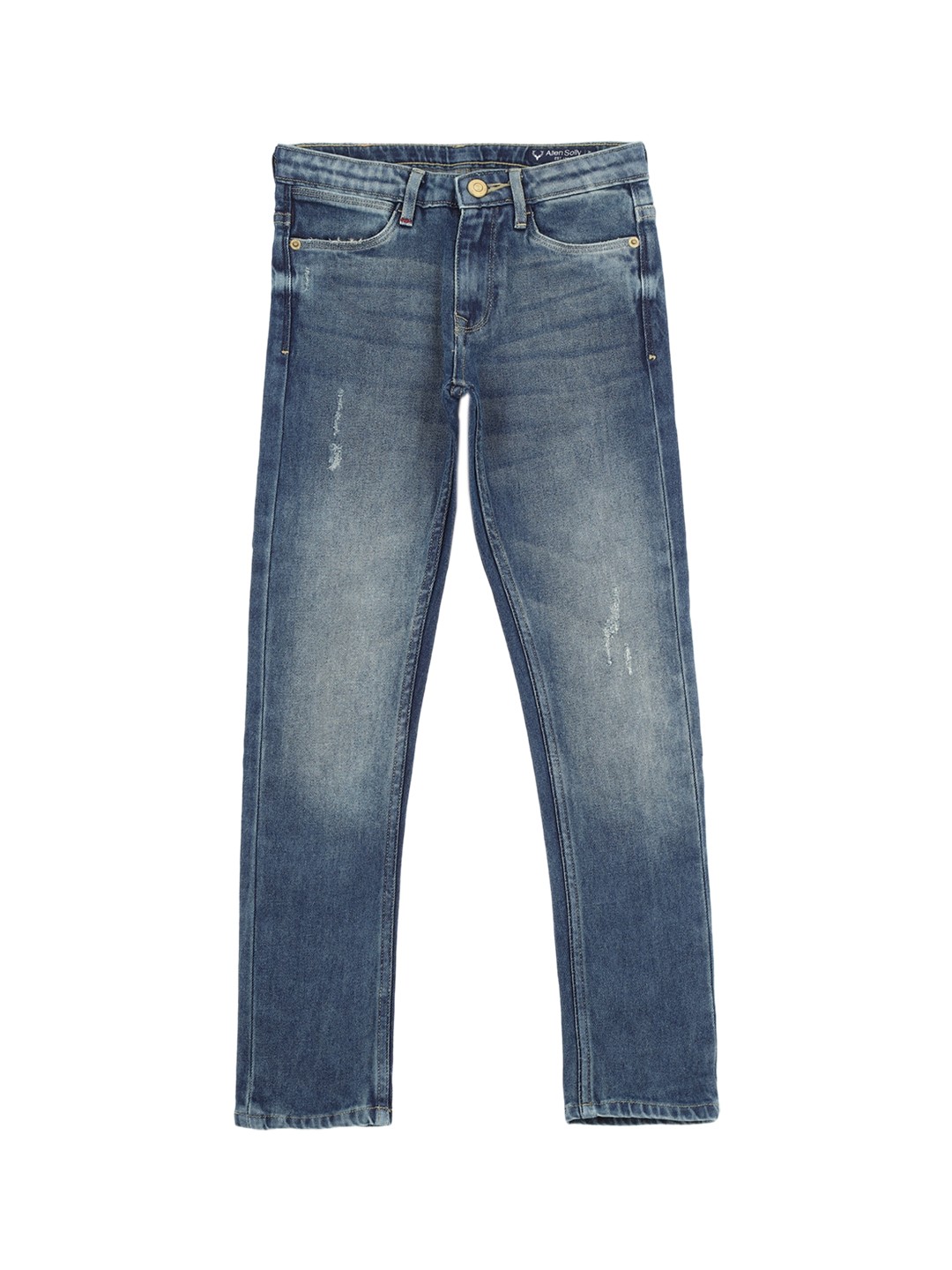 Allen Solly Junior Boys Blue Skinny Fit Low Distress Heavy Fade Jeans