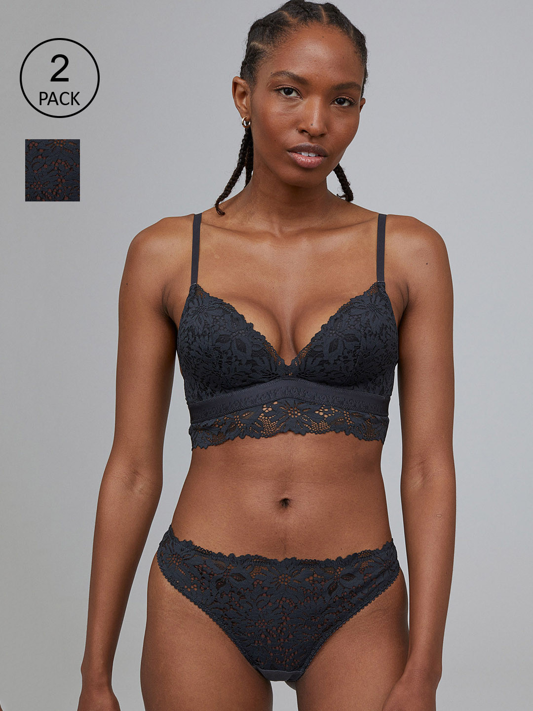 H&M Women Pack of 2 Grey Lace Thong Briefs
H&M Women Pack of 2 Grey Lace Thong Briefs