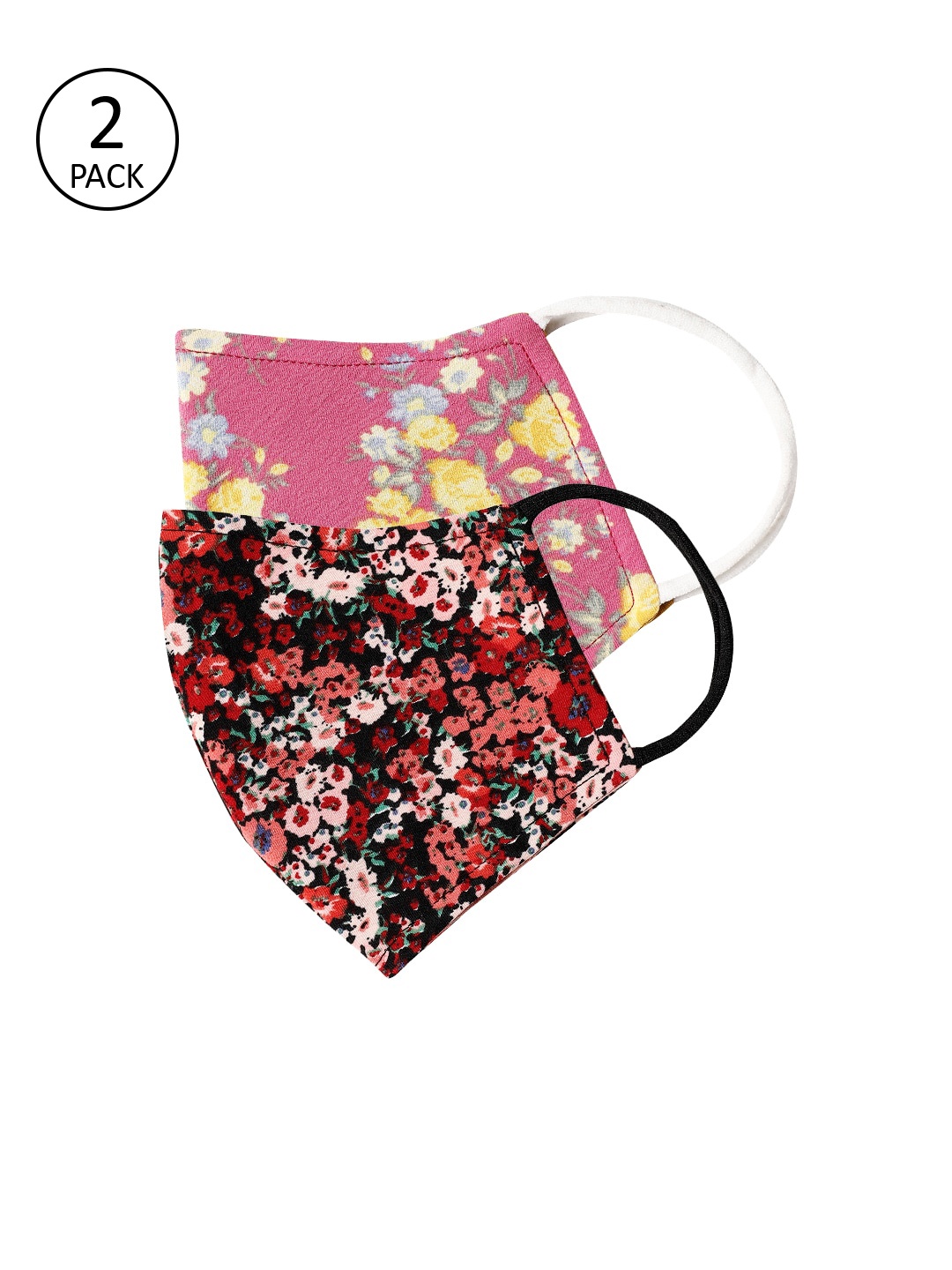 Oxolloxo Women Pack Of 2 Floral Printed 3-Ply Reusable Cotton Cloth Face Masks, Black
Oxolloxo Women Pack Of 2 Floral Printed 3-Ply Reusable Cotton Cloth Face Masks, Black