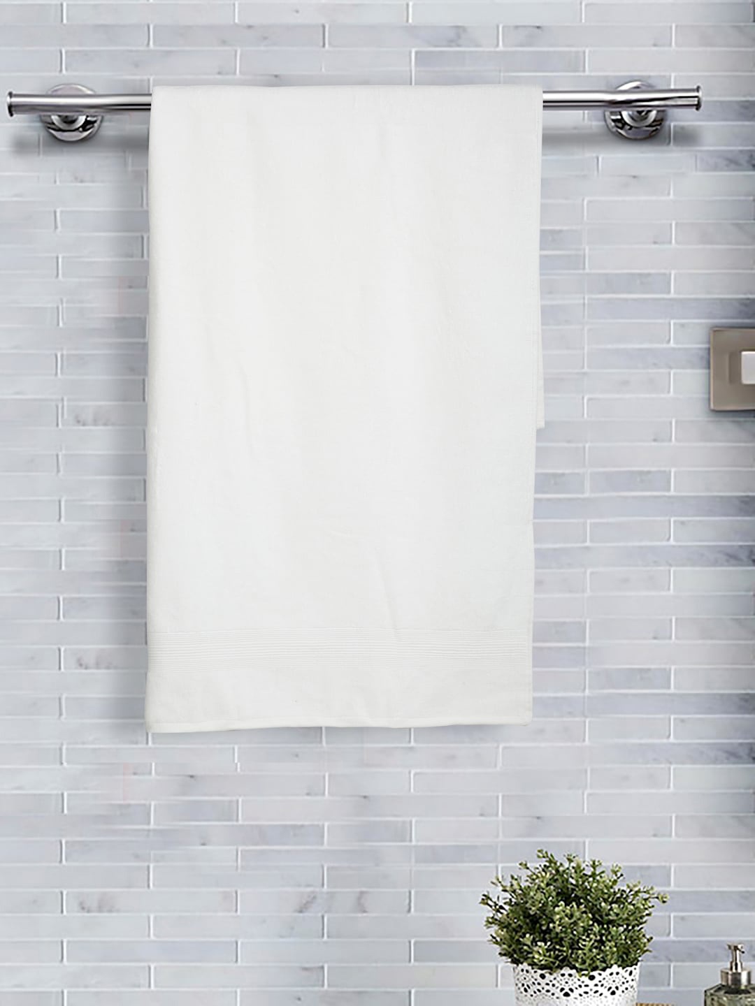 Fabindia Unisex White Solid Cotton Bath Towel