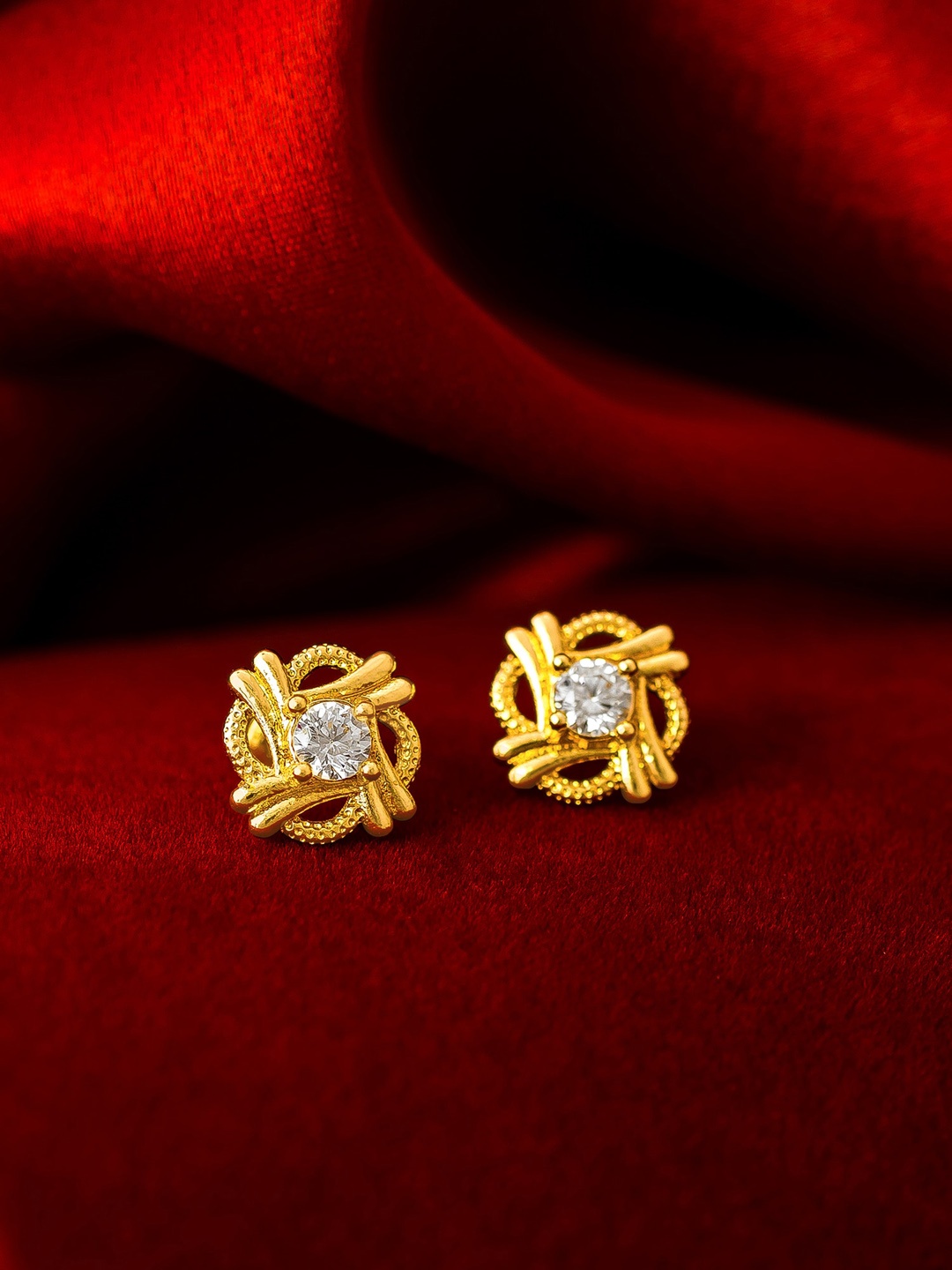 aadita Gold-Toned & Gold-Plated Contemporary Studs Earrings