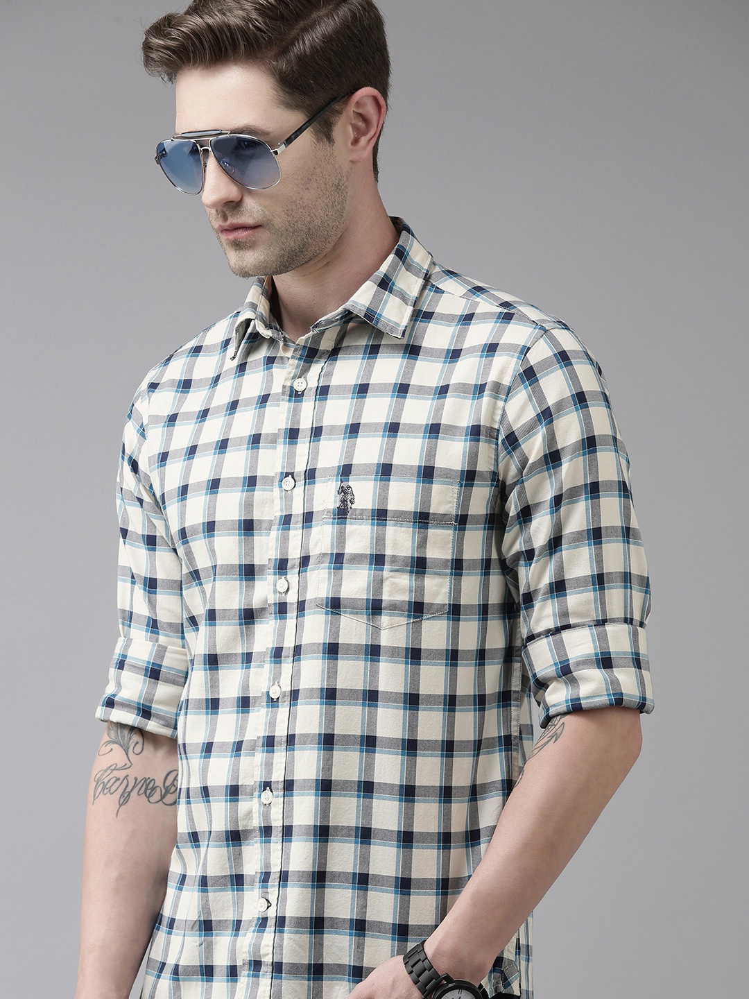 U S Polo Assn Men Multicoloured Windowpane Checks Opaque Pure Cotton Casual Shirt, Multi
U S Polo Assn Men Multicoloured Windowpane Checks Opaque Pure Cotton Casual Shirt, Multi