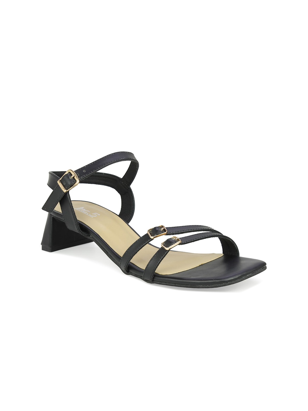 Inc 5 Black Block Sandals with Buckles