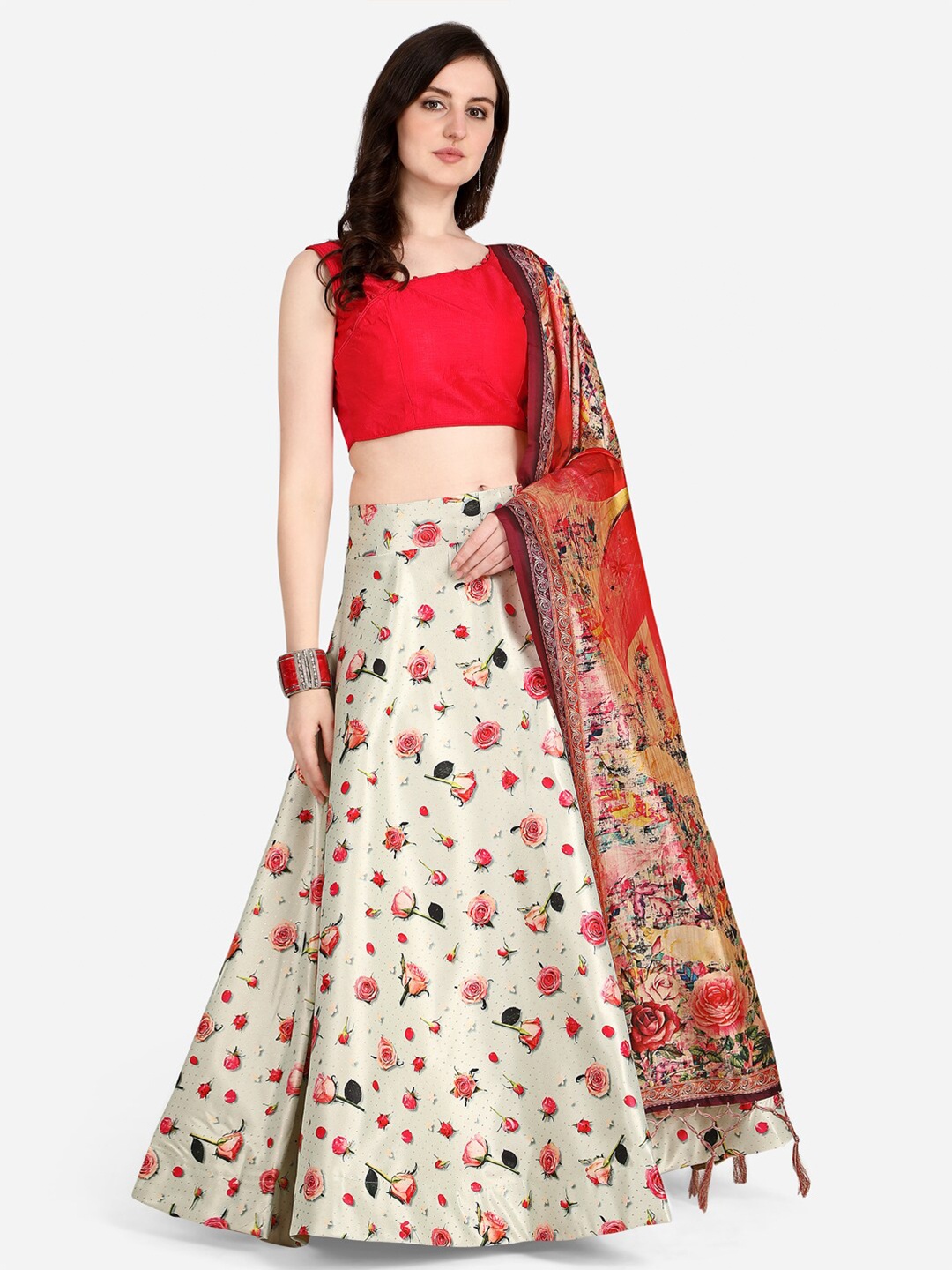 Mitera Cream-Coloured & Red Semi-Stitched Lehenga & Unstitched Blouse With Dupatta
Mitera Cream-Coloured & Red Semi-Stitched Lehenga & Unstitched Blouse With Dupatta