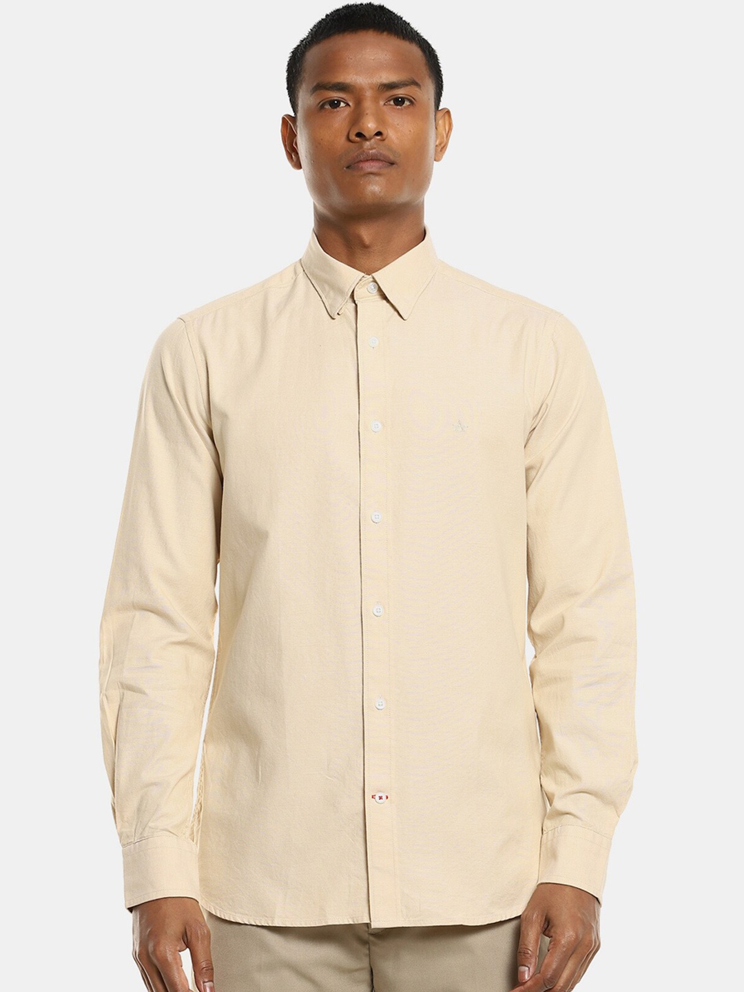 Arrow Sport Men Beige Solid Cotton Casual Shirt