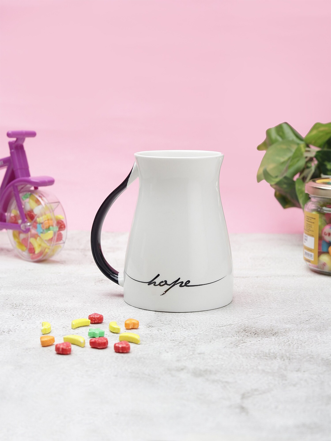 JCPL White & Black Printed Ceramic Glossy Mug