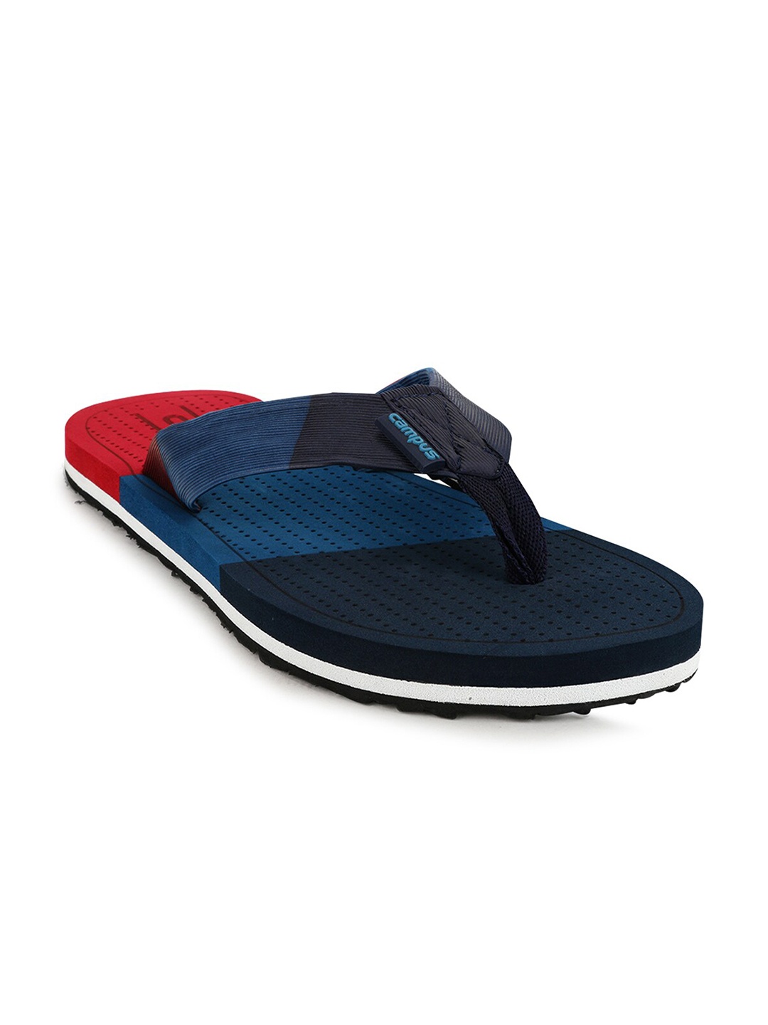 Campus Men Navy Blue & Red Coloublocked Casual Thong Flip Flops