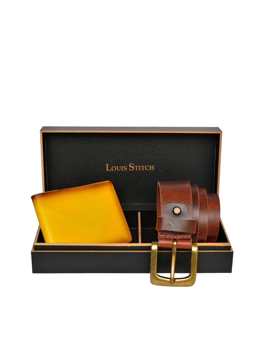 LOUIS STITCH Men Yellow & Tan Brown Solid Genuine Italian Leather Accessory Gift Set
LOUIS STITCH Men Yellow & Tan Brown Solid Genuine Italian Leather Accessory Gift Set