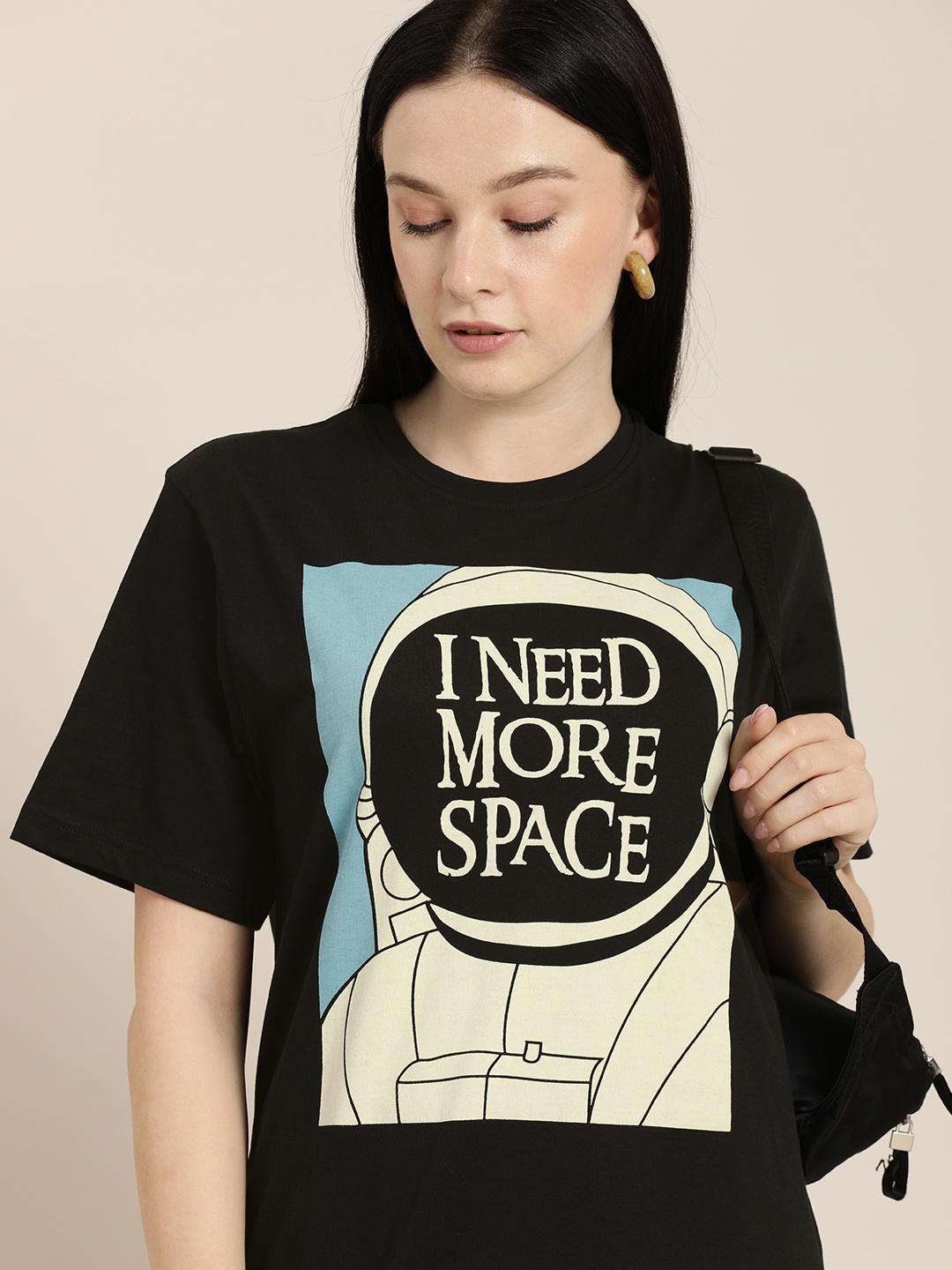 Difference of Opinion Women Black Typography Printed Cotton Oversized Pure Cotton T-shirt
Difference of Opinion Women Black Typography Printed Cotton Oversized Pure Cotton T-shirt