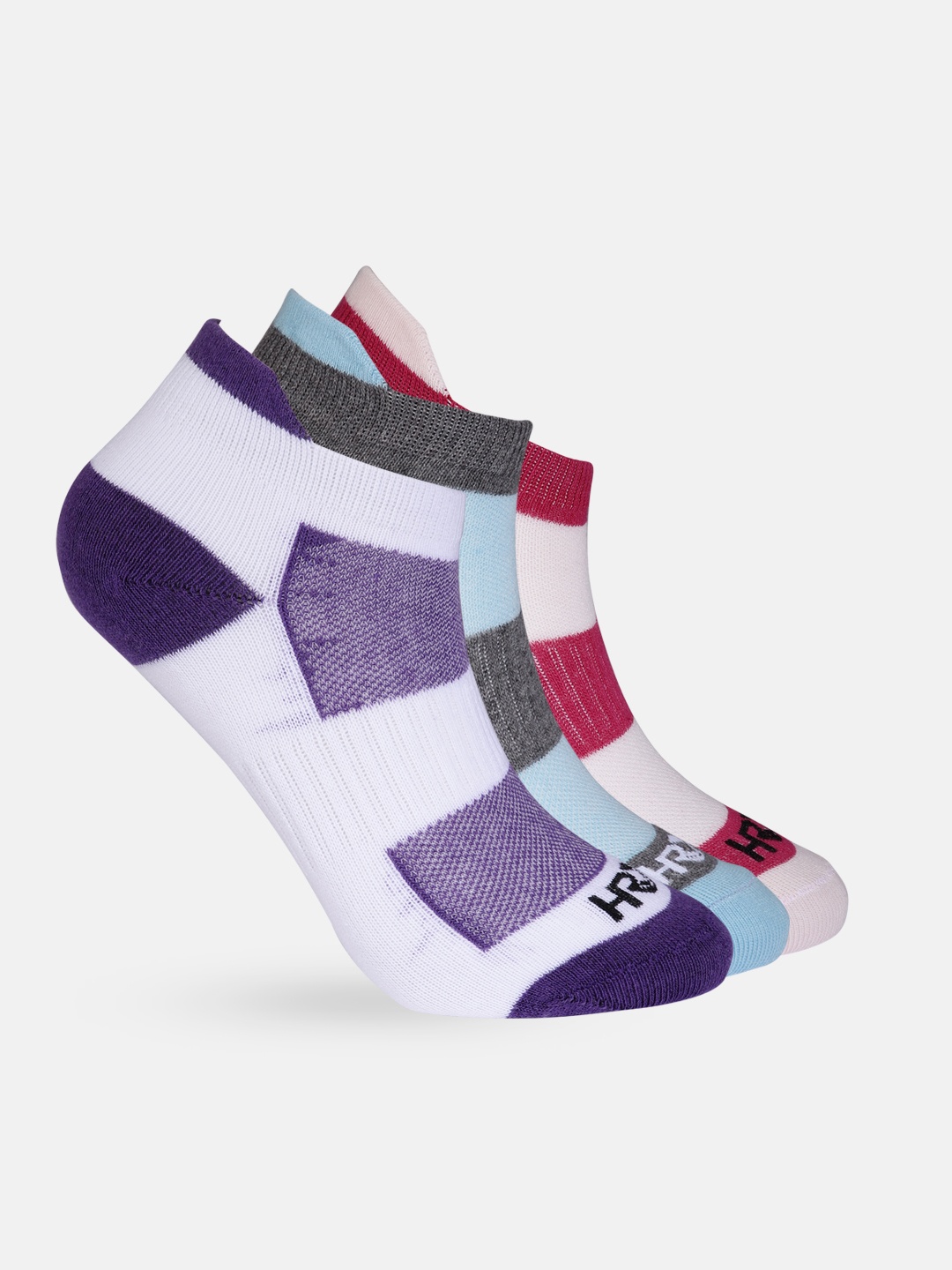 HRX by Hrithik Roshan Girls Multicoloured Set of 3 Striped Ankle Length Socks, Lavender
HRX by Hrithik Roshan Girls Multicoloured Set of 3 Striped Ankle Length Socks, Lavender