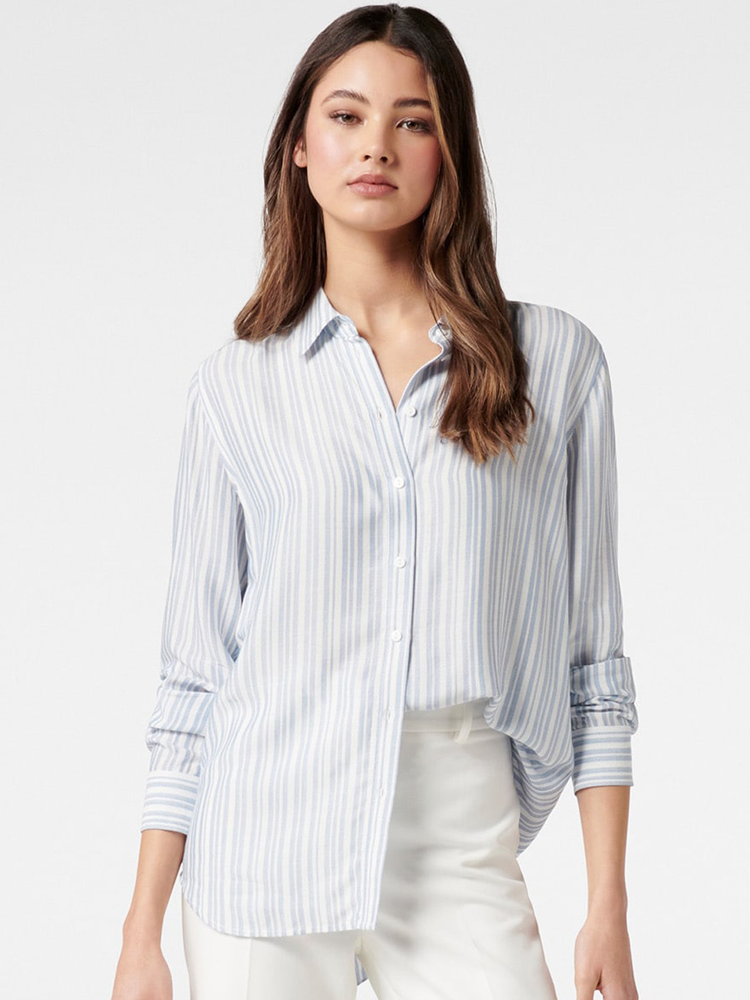 Forever New Women Blue Striped Casual Shirt
Forever New Women Blue Striped Casual Shirt