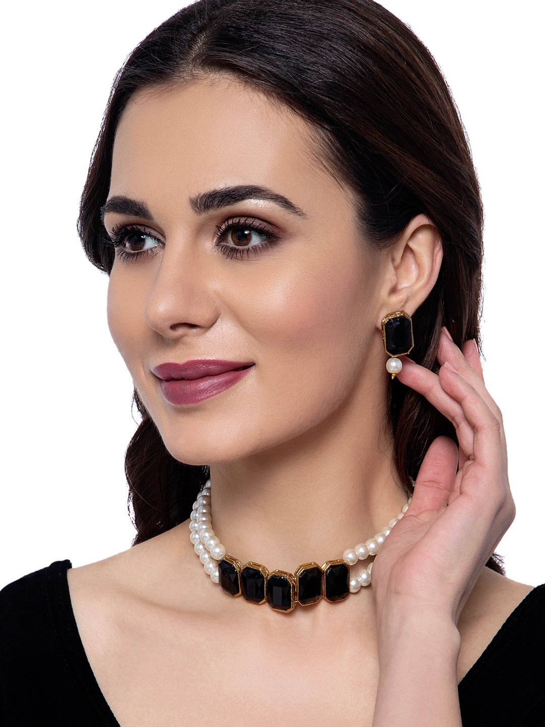 ANIKAS CREATION Women Stylish Black Stone Studded Attached Pearl with Stylish Earrings
ANIKAS CREATION Women Stylish Black Stone Studded Attached Pearl with Stylish Earrings