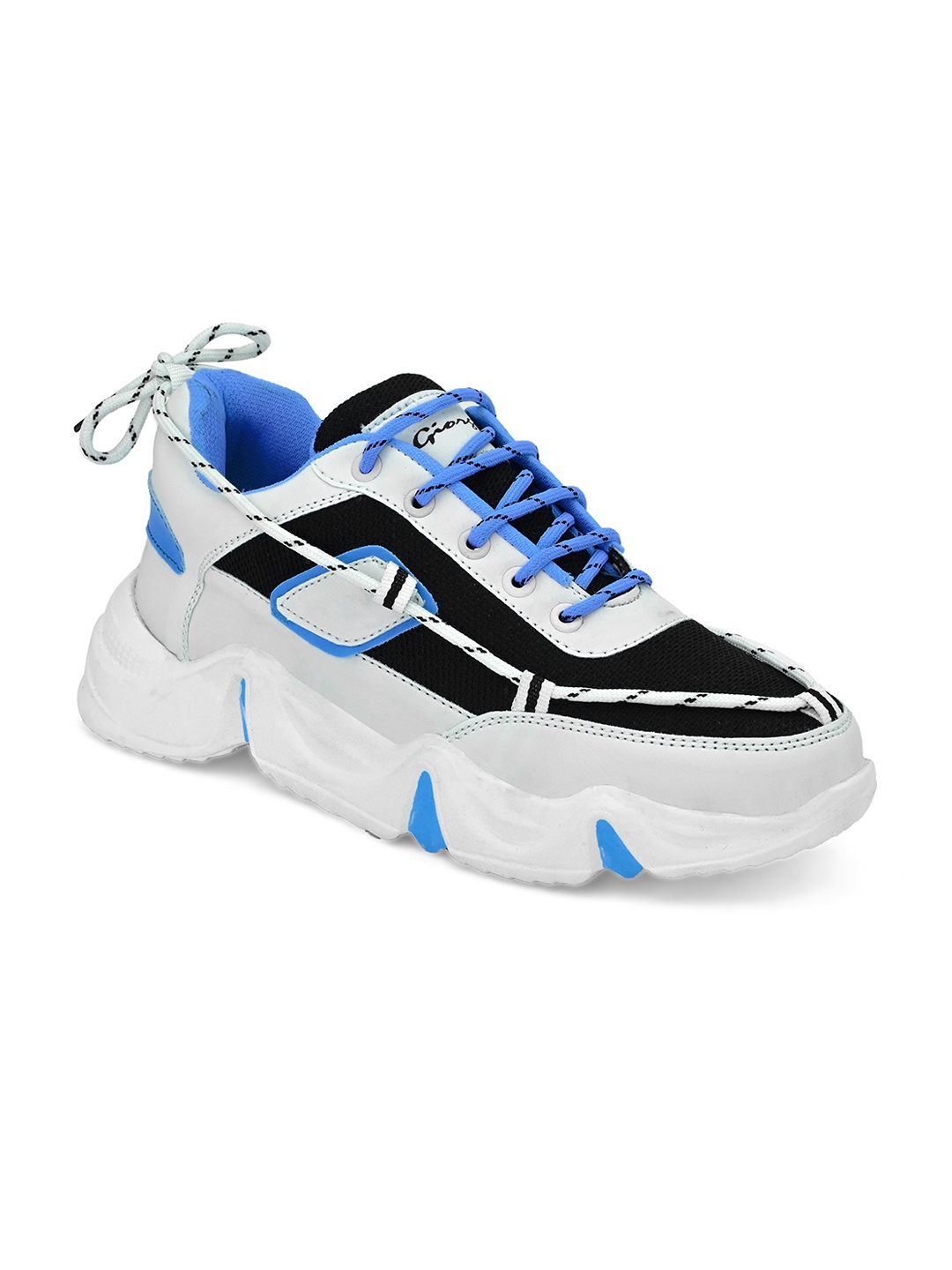 Giorgio Men White & Blue Colourblocked Sneakers