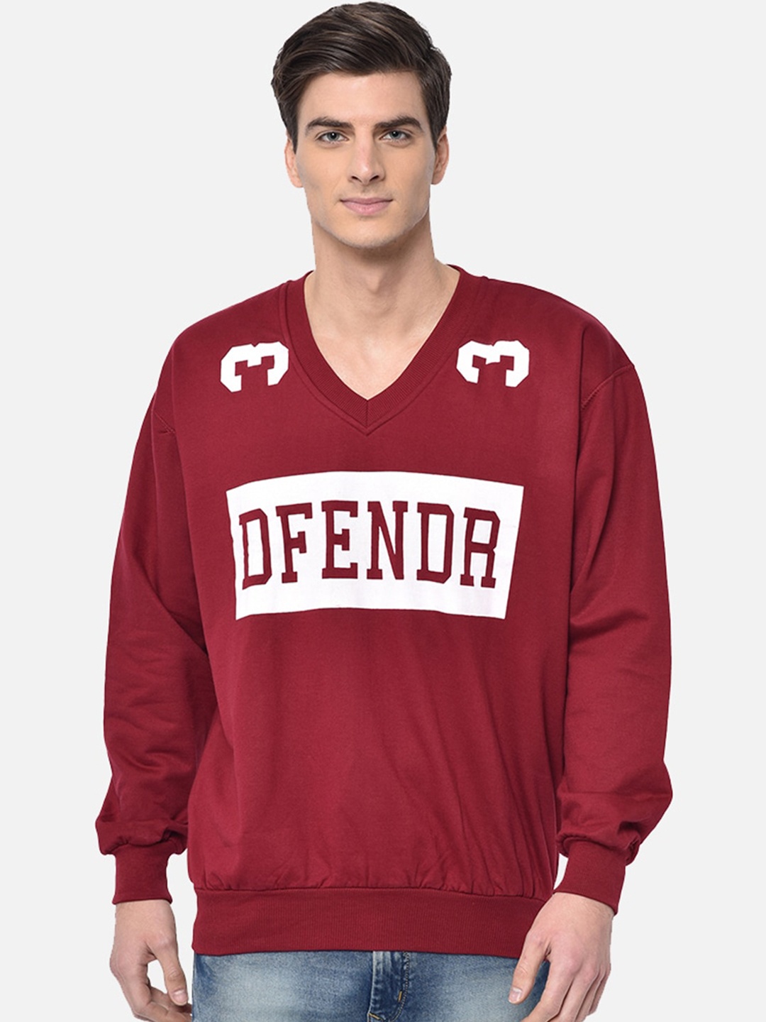 VIMAL JONNEY Men Maroon Sweatshirt