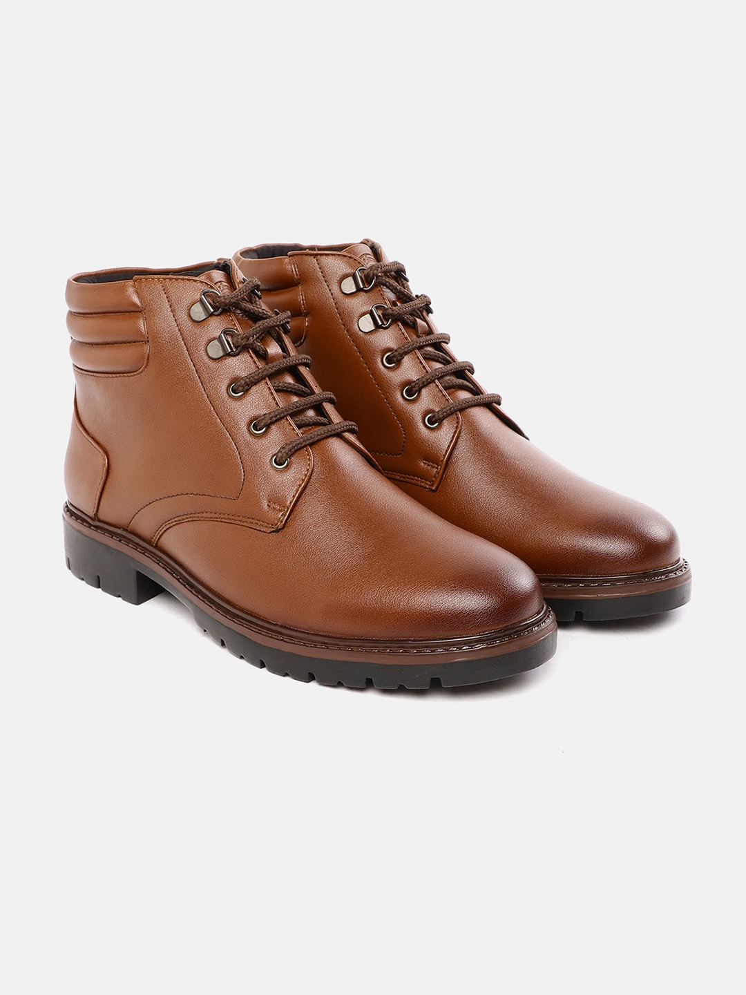 Roadster Men Brown Solid Mid-Top Flat Boots