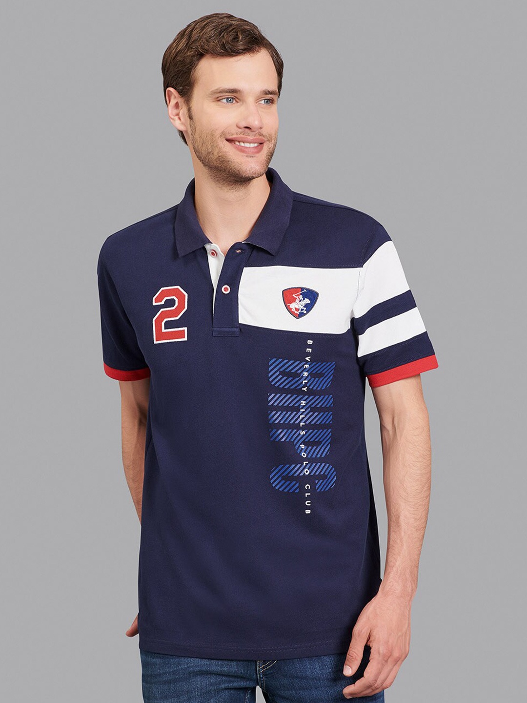 Beverly Hills Polo Club Men Navy Blue & White Typography Printed Polo Collar Applique T-shirt
Beverly Hills Polo Club Men Navy Blue & White Typography Printed Polo Collar Applique T-shirt