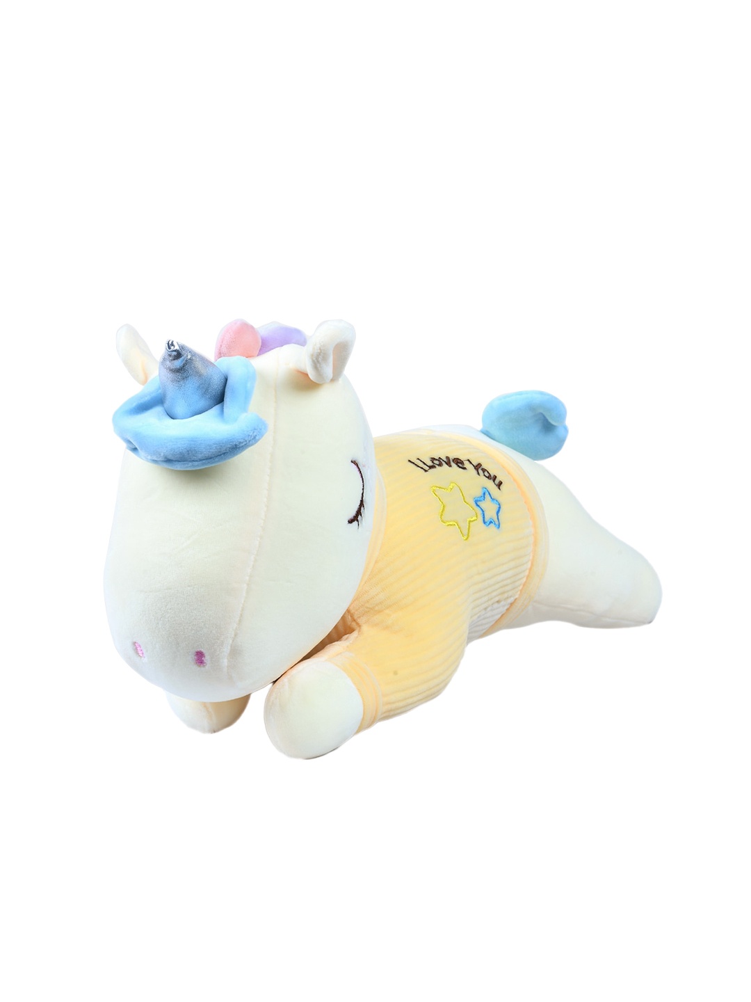 DukieKooky Kids Cream & Blue Sleeping Unicorn Soft Toy