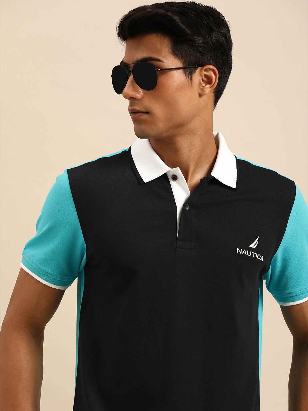 Nautica Men Blue Colourblocked Contrast Polo Collar T-shirt with Brand Logo Detail, Navy blue
Nautica Men Blue Colourblocked Contrast Polo Collar T-shirt with Brand Logo Detail, Navy blue
