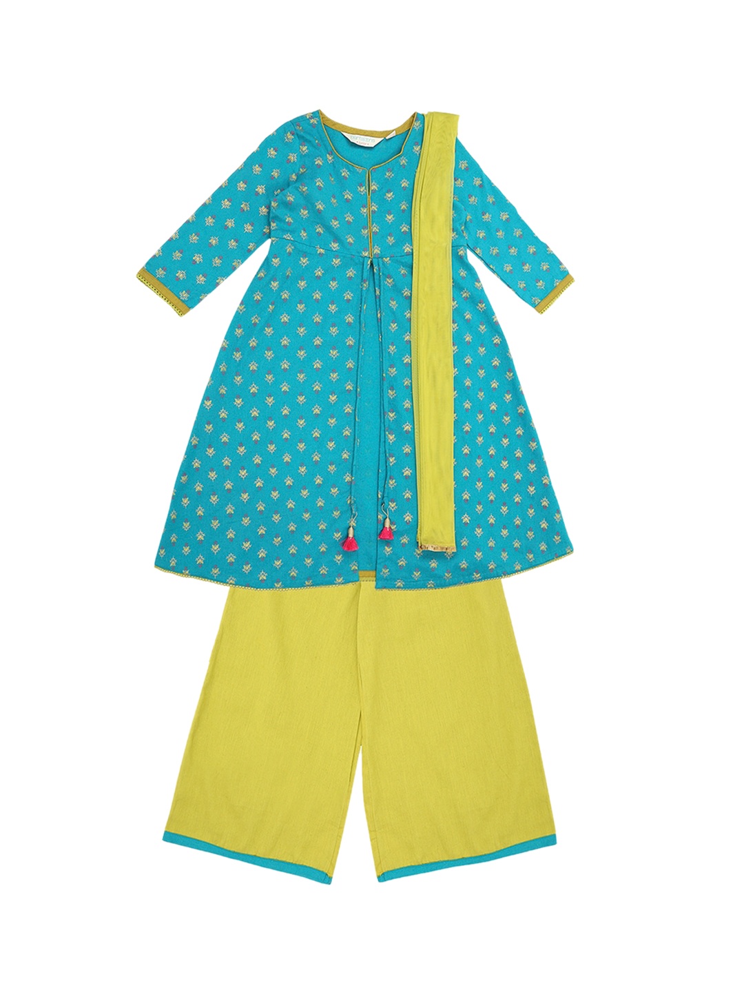 AKKRITI BY PANTALOONS Girls Turquoise Blue Printed Angrakha Kurta with Salwar & With Dupatta
AKKRITI BY PANTALOONS Girls Turquoise Blue Printed Angrakha Kurta with Salwar & With Dupatta