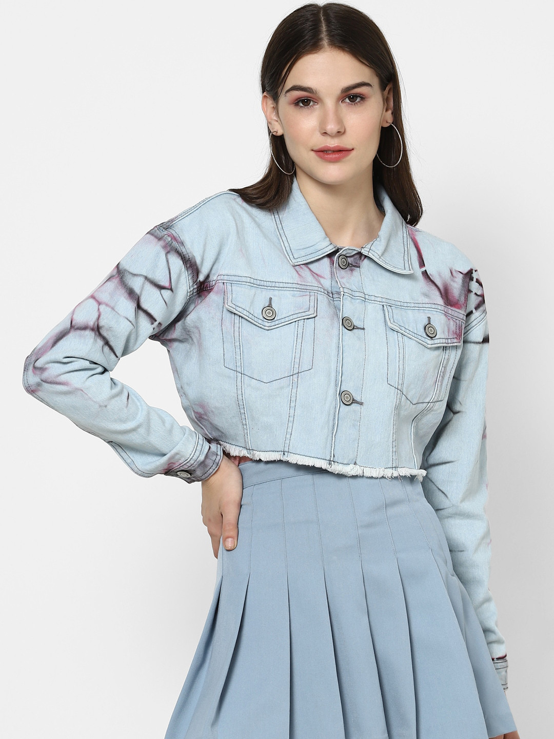 FOREVER 21 Women Multicoloured Washed Checked Crop Denim Jacket with Embroidered, Multi
FOREVER 21 Women Multicoloured Washed Checked Crop Denim Jacket with Embroidered, Multi