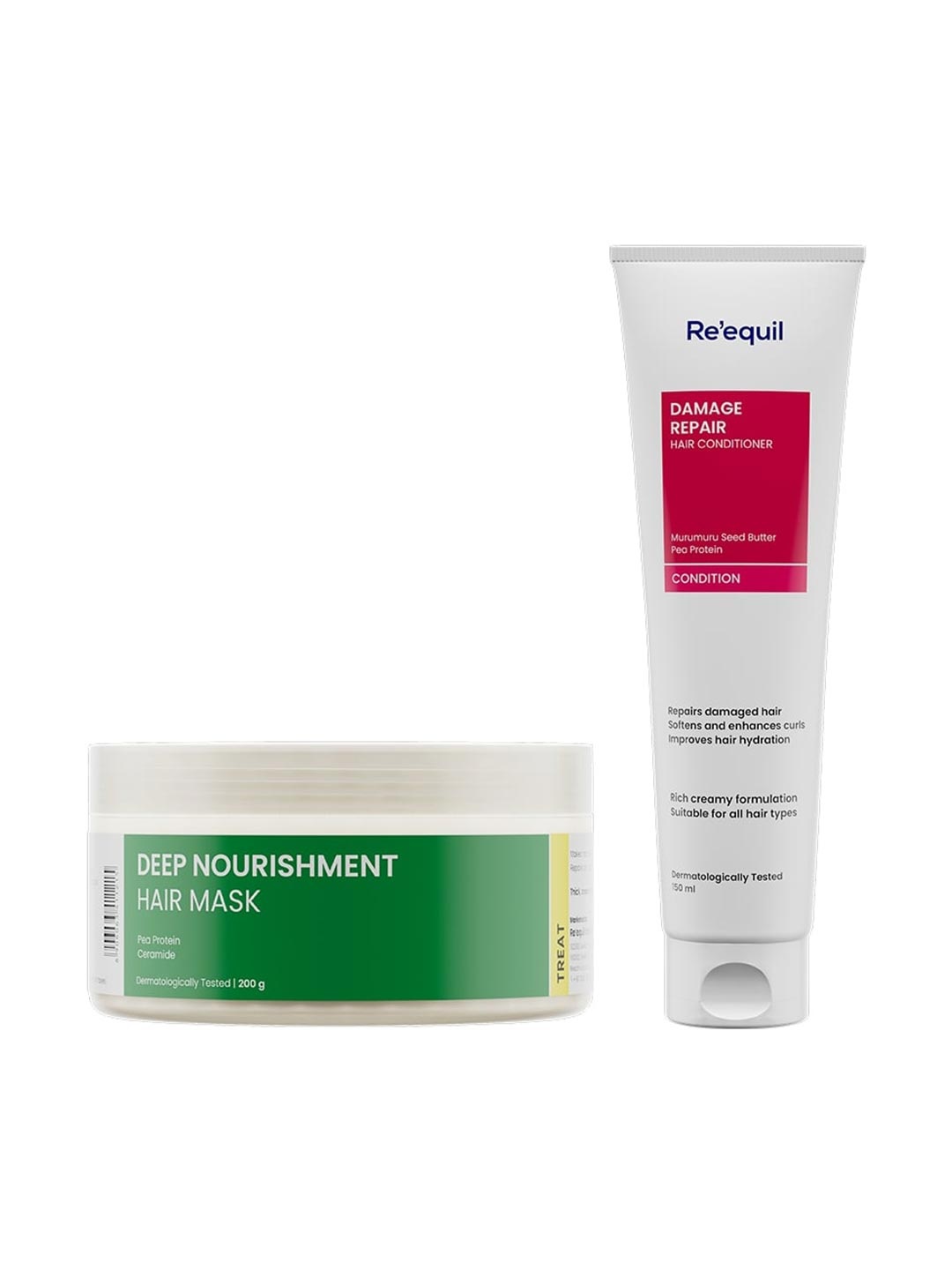 Reequil Set of Pea Protein Ceramide Hair Mask & Murumuru Damage Repair Hair Conditioner, White
Reequil Set of Pea Protein Ceramide Hair Mask & Murumuru Damage Repair Hair Conditioner, White