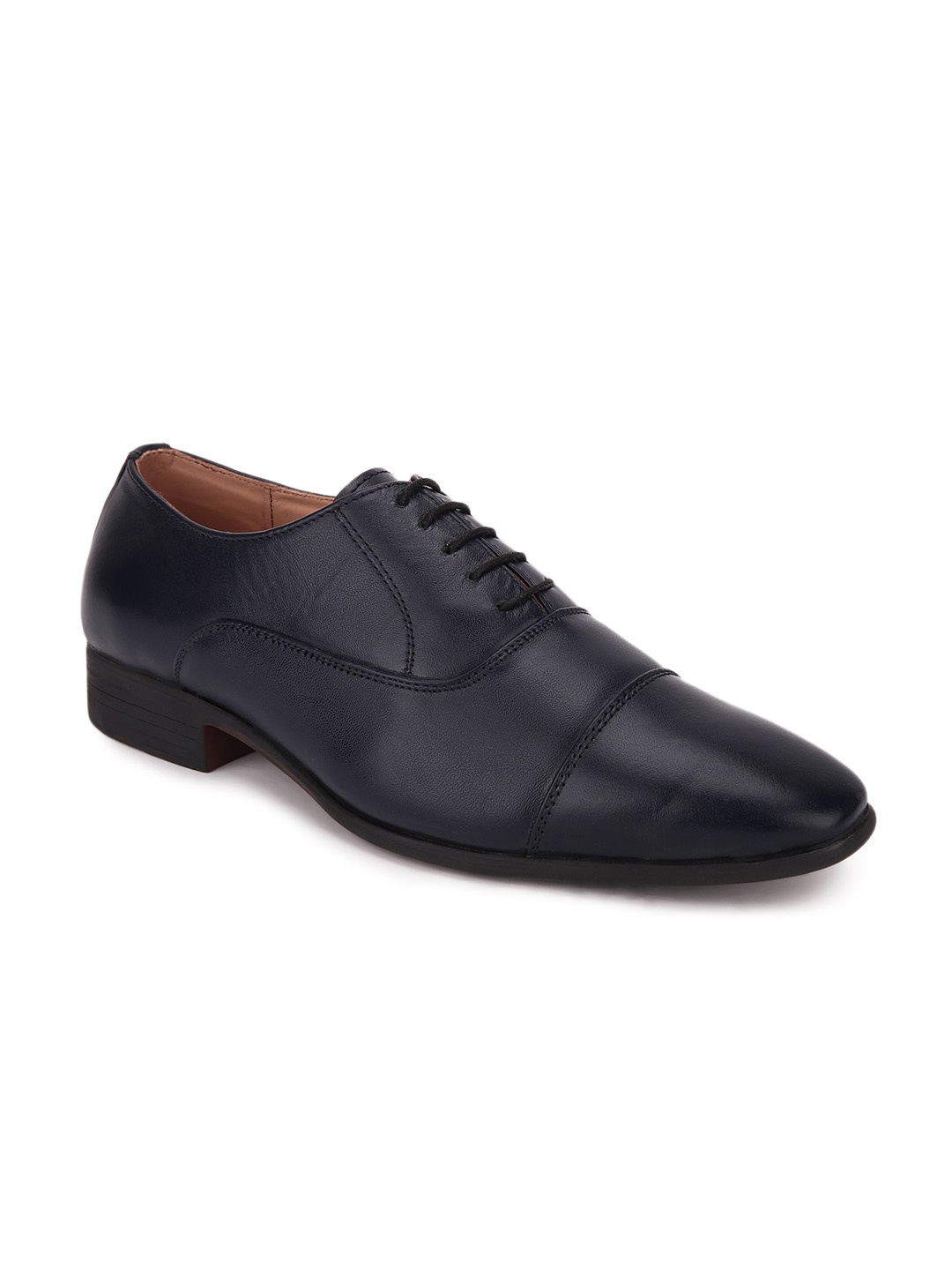 LOUIS STITCH Men Navy Blue Italian Leather Formal Oxfords