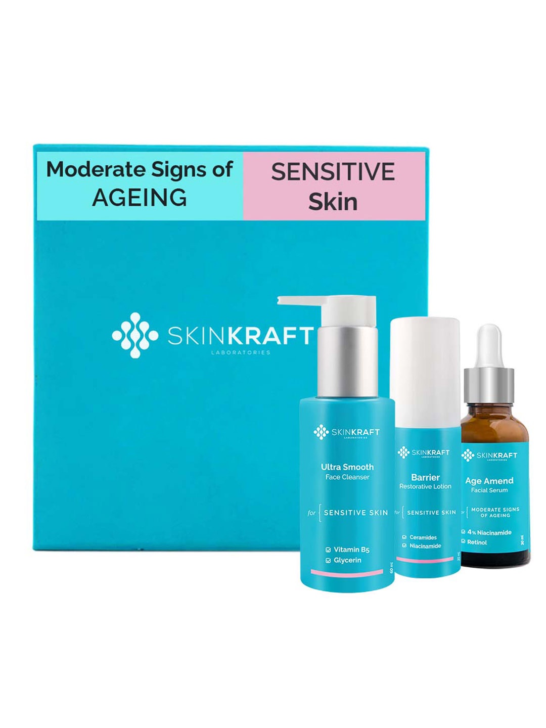 SKINKRAFT Set of 3 Customized Moderate Signs Of Ageing Facial Kit For Sensitive Skin, Transparent
SKINKRAFT Set of 3 Customized Moderate Signs Of Ageing Facial Kit For Sensitive Skin, Transparent