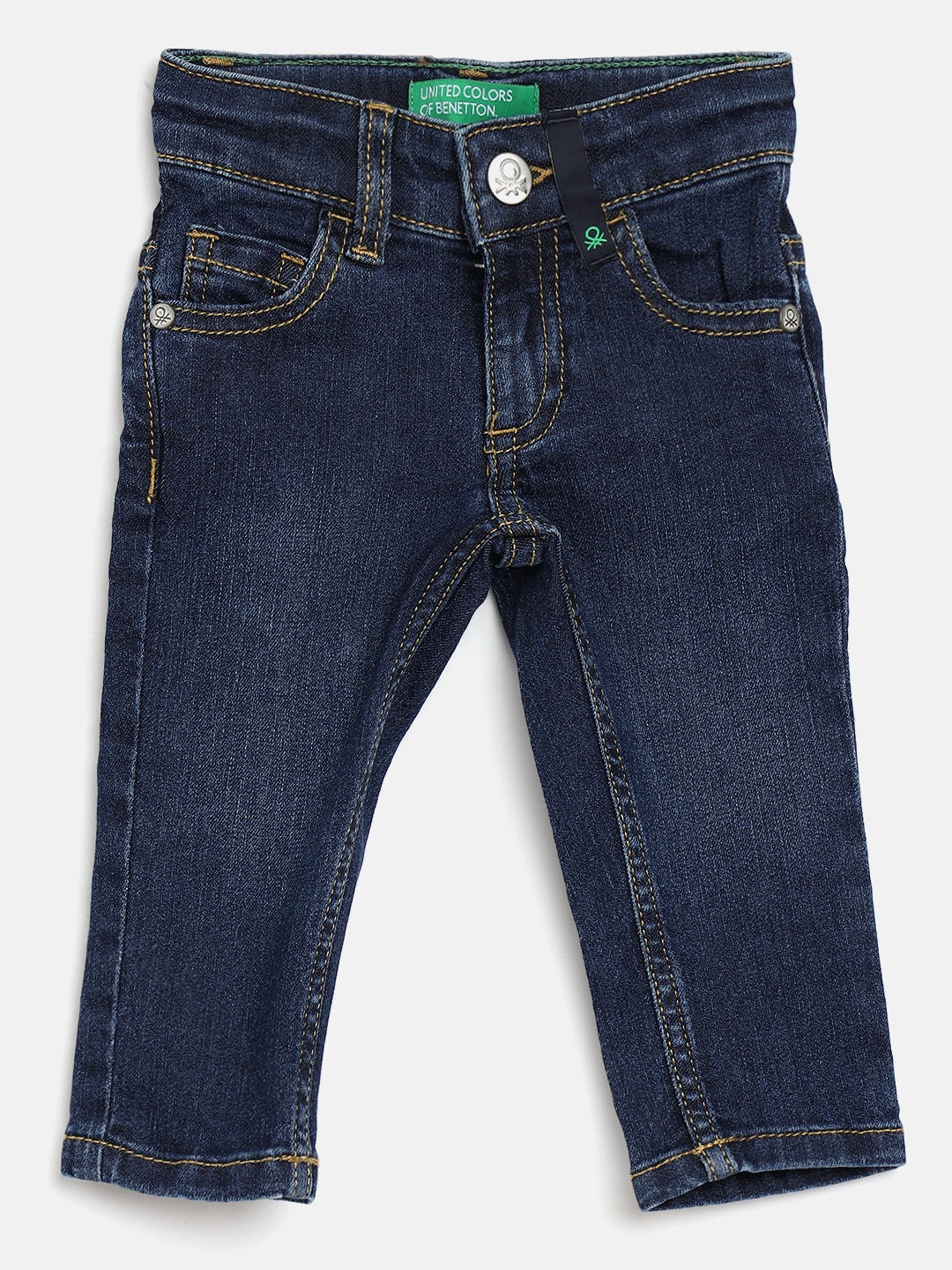 United Colors of Benetton Boys Navy Blue Slim Fit Light Fade Stretchable Jeans