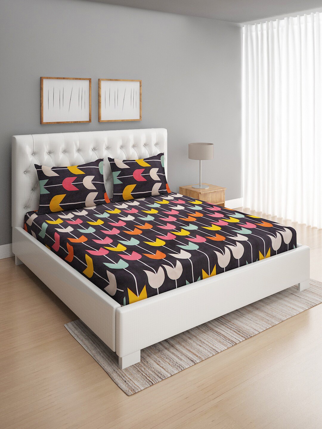 ROMEE Multicoloured Geometric 144 TC Microfiber Queen Bedsheet with 2 Pillow Covers, Multi
ROMEE Multicoloured Geometric 144 TC Microfiber Queen Bedsheet with 2 Pillow Covers, Multi