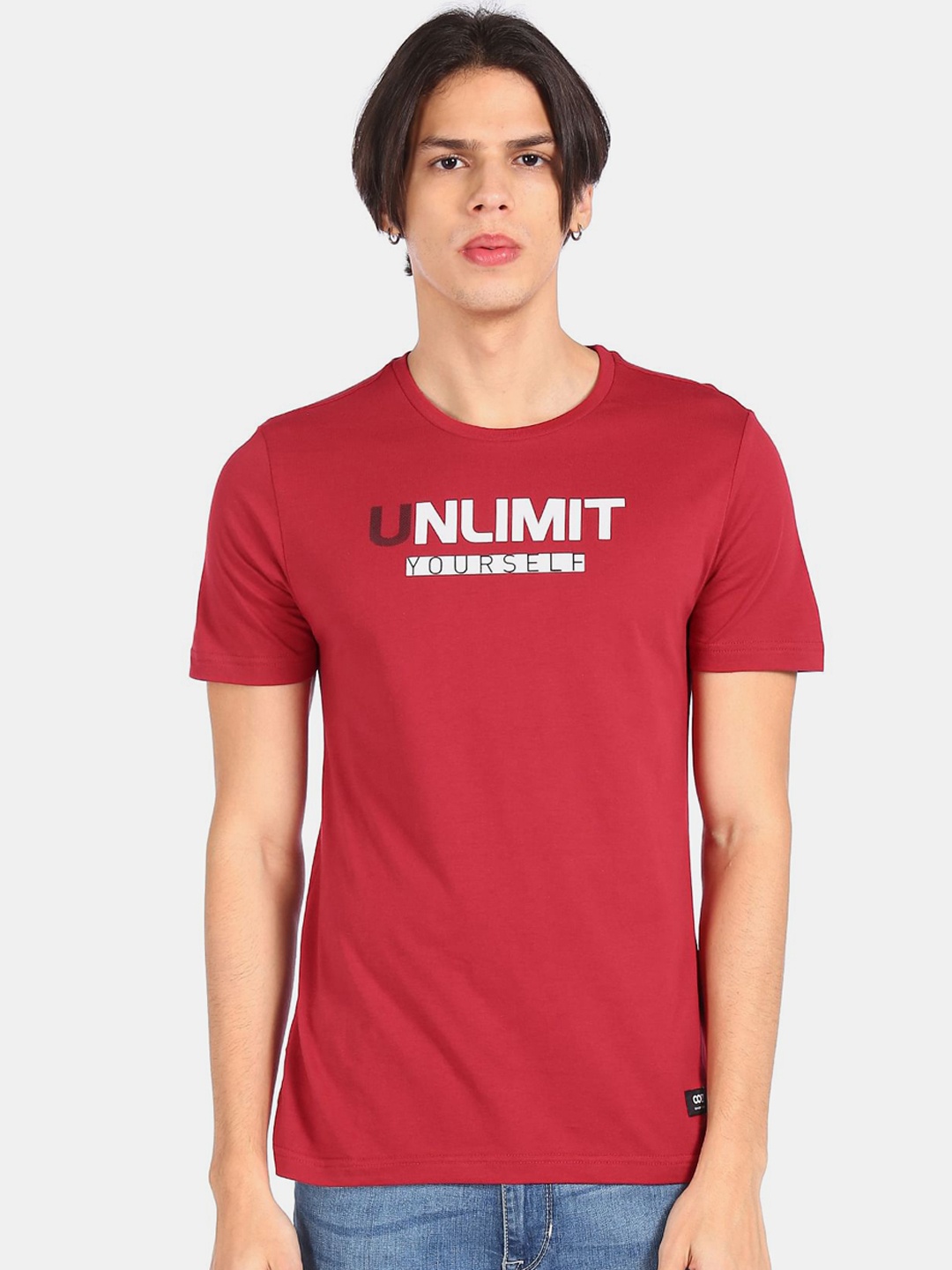 Colt Men Red & White Typography Printed Cotton T-shirt