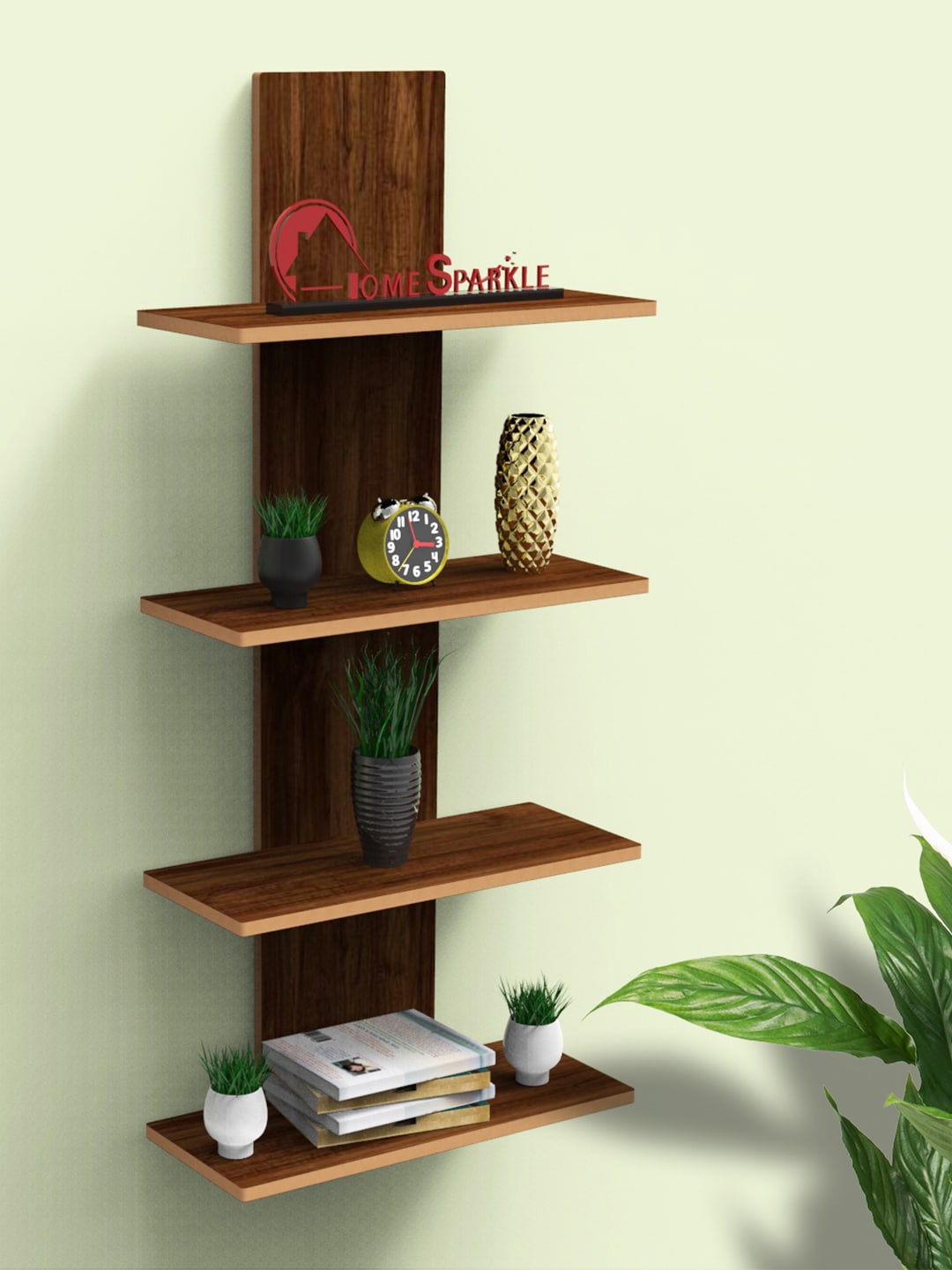 Home Sparkle Brown MDF Basic Wall Shelf