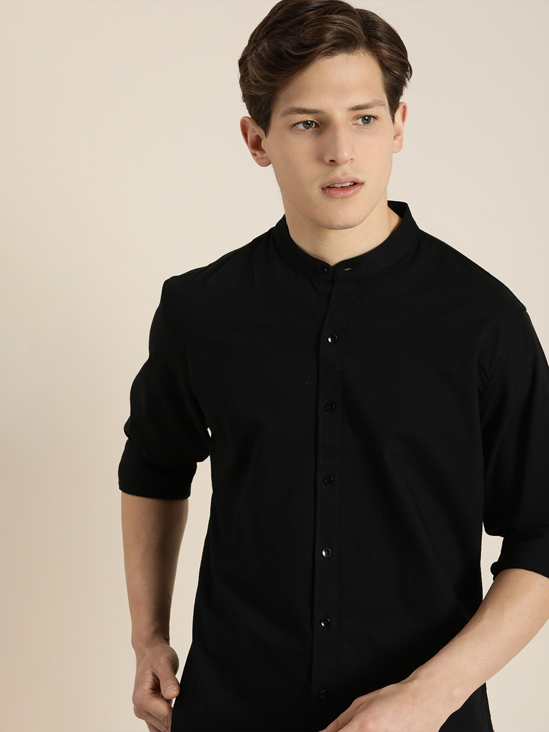 ether Men Black Solid Pure Cotton Casual Shirt
ether Men Black Solid Pure Cotton Casual Shirt