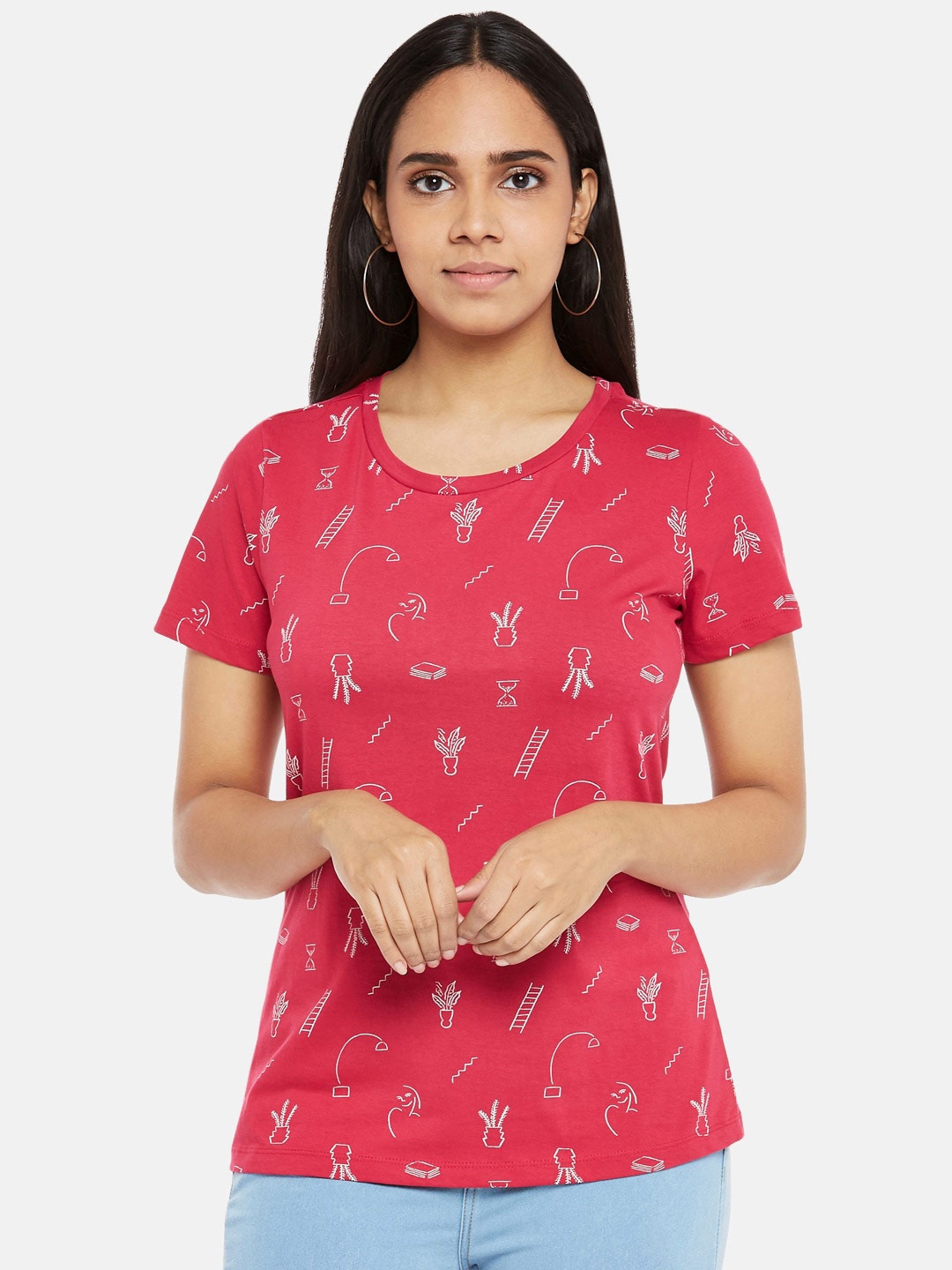 Honey by Pantaloons Women Fuchsia Floral Drop-Shoulder Sleeves Tropical Pockets T-shirt
Honey by Pantaloons Women Fuchsia Floral Drop-Shoulder Sleeves Tropical Pockets T-shirt