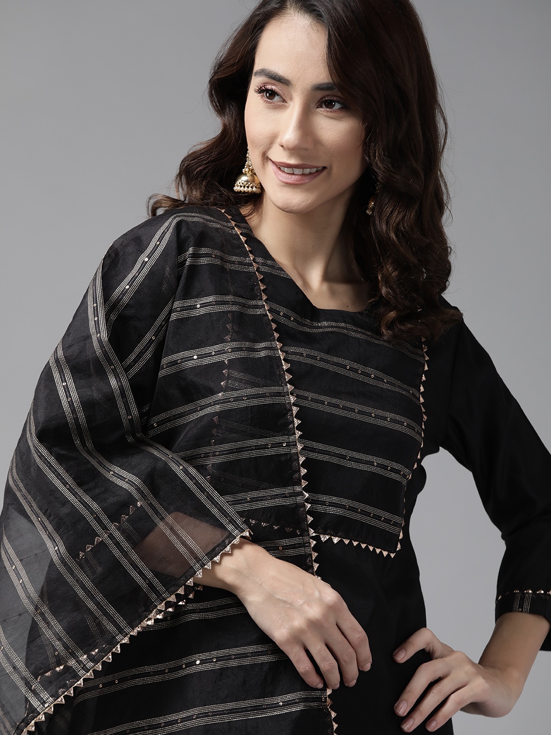 Indo Era Women Black Yoke Design Regular Gotta Patti Liva Kurta with Trousers & With Dupatta
Indo Era Women Black Yoke Design Regular Gotta Patti Liva Kurta with Trousers & With Dupatta